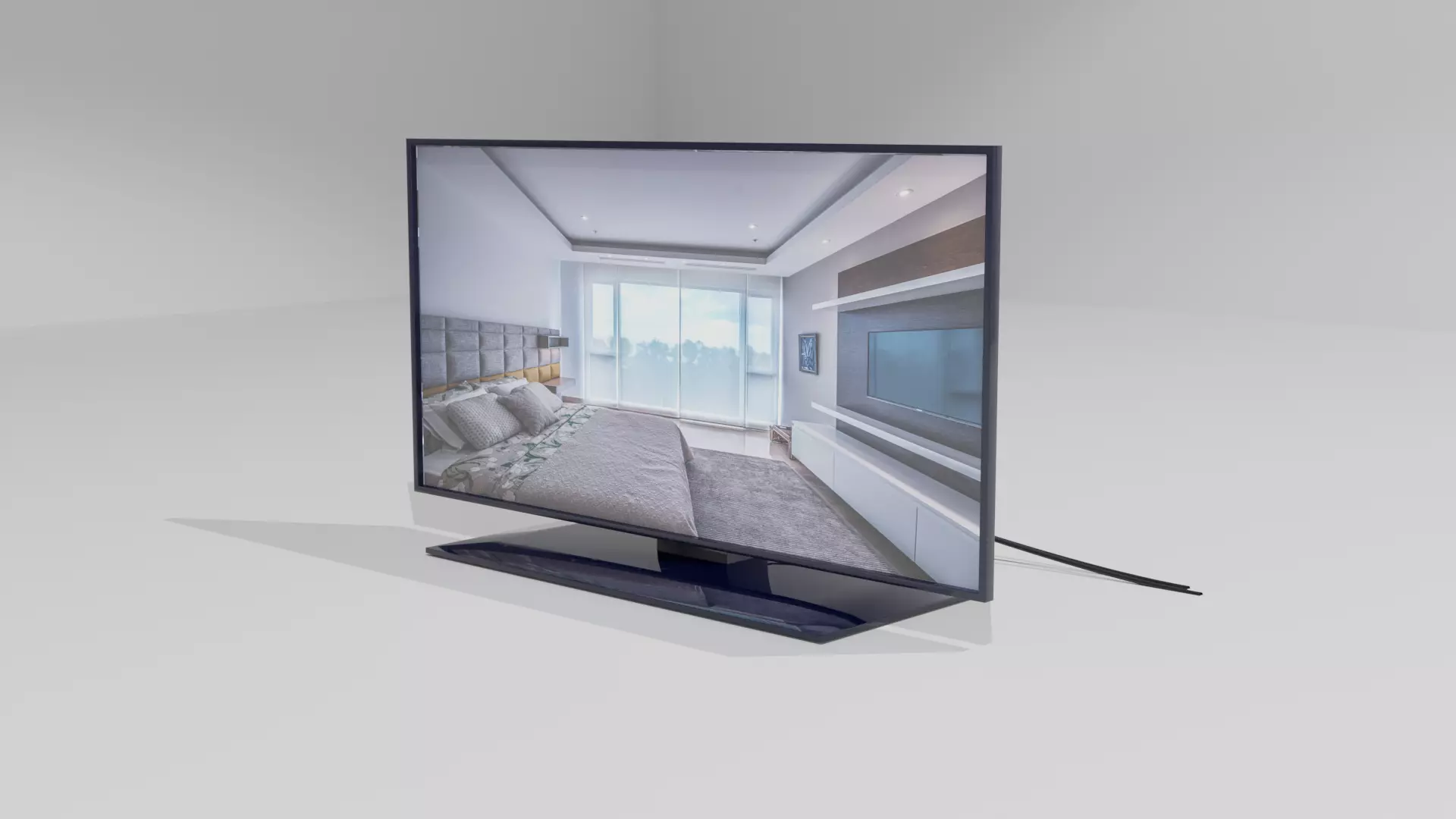 Lowpoly flat screen tv Free 3D model_0