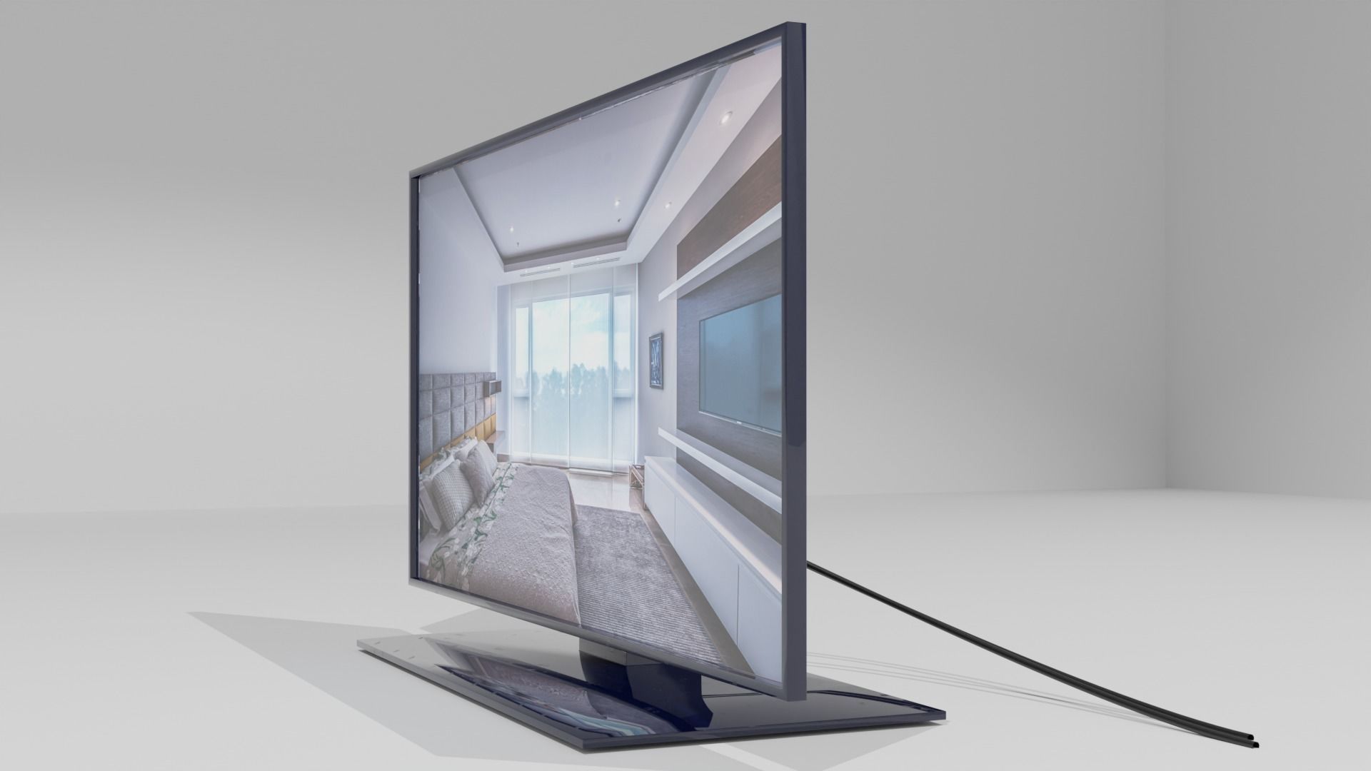 Lowpoly flat screen tv Free 3D model_3
