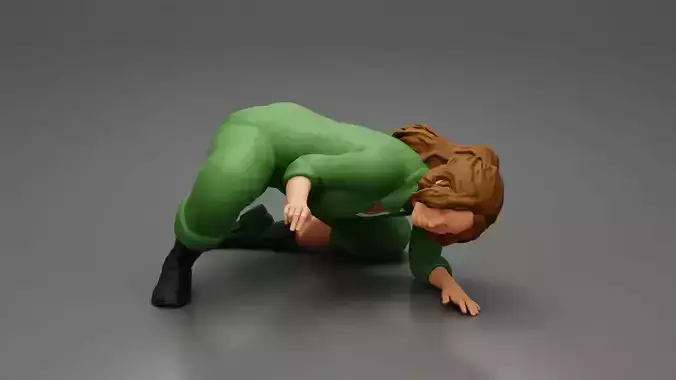 mechanic woman lying under the car 3D print model
