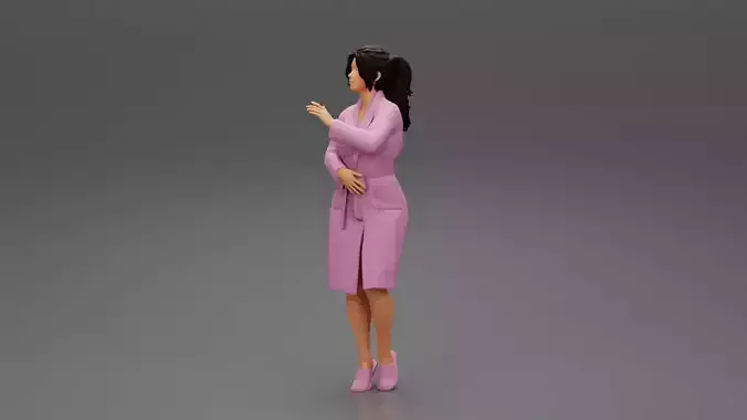woman in bathrobe standing 3D print model