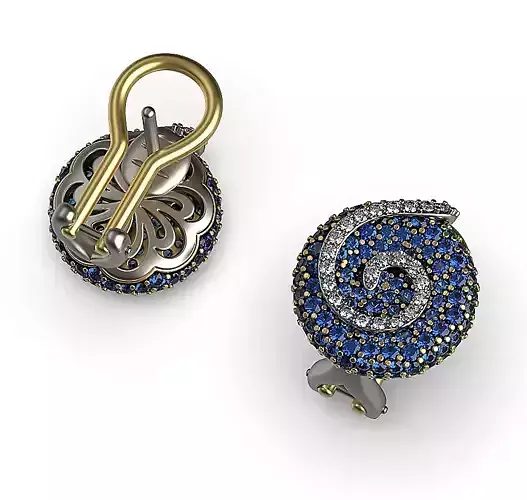 Round Diamond Pillow Shape Earrings 