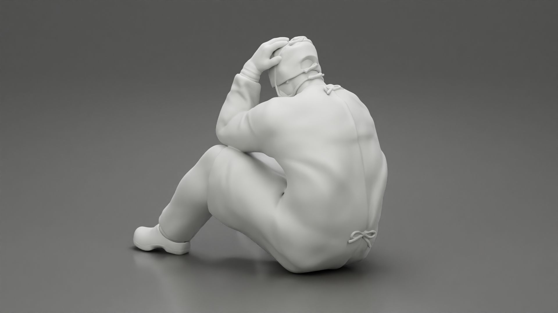 Thoughtful Surgeon Sitting In A Operating Room His Hand On Head 3D print model_9