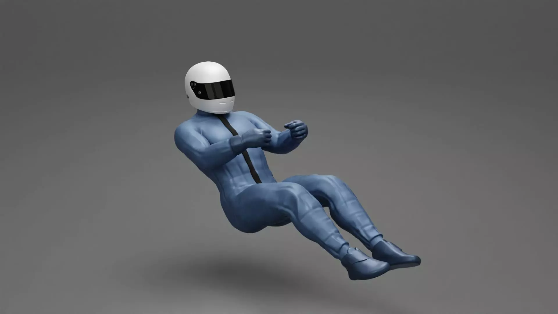 Racing Driver Sitting in Touring Car Cockpit with Racing Suit 3D print model_0
