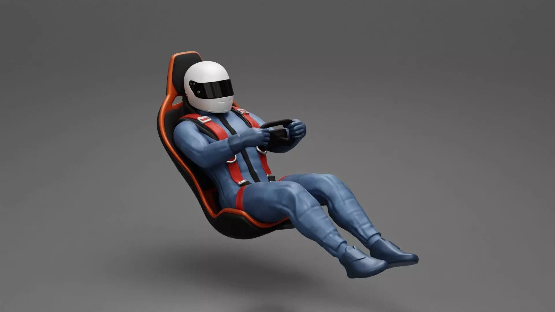 Racing Driver Sitting in Touring Car Cockpit with Racing Suit 3D print model