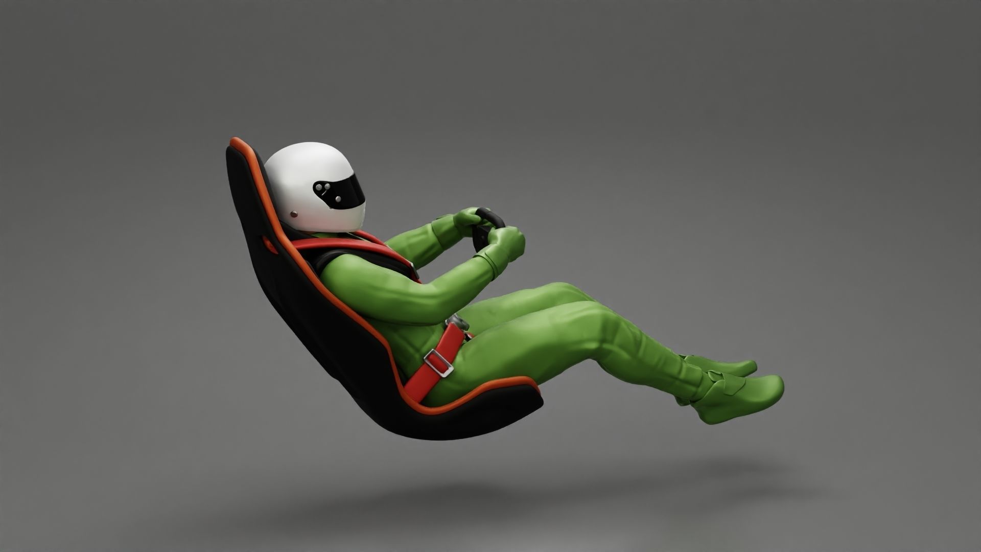 Racing Driver Sitting in Touring Car Cockpit with Racing Suit 2 3D print model_1
