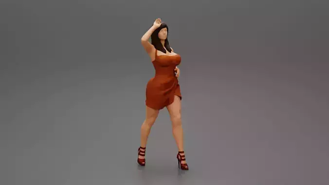 Sexy Woman walking In High Heels And Short Dress