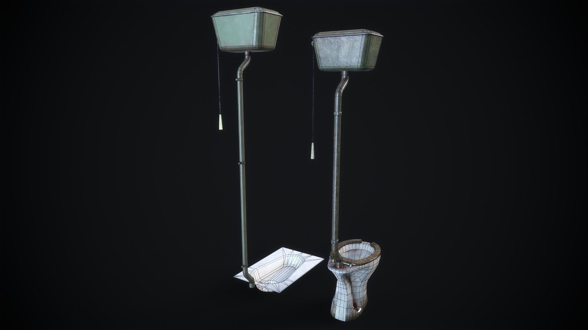 Old Toilet Bowl Low-poly 3D model_3