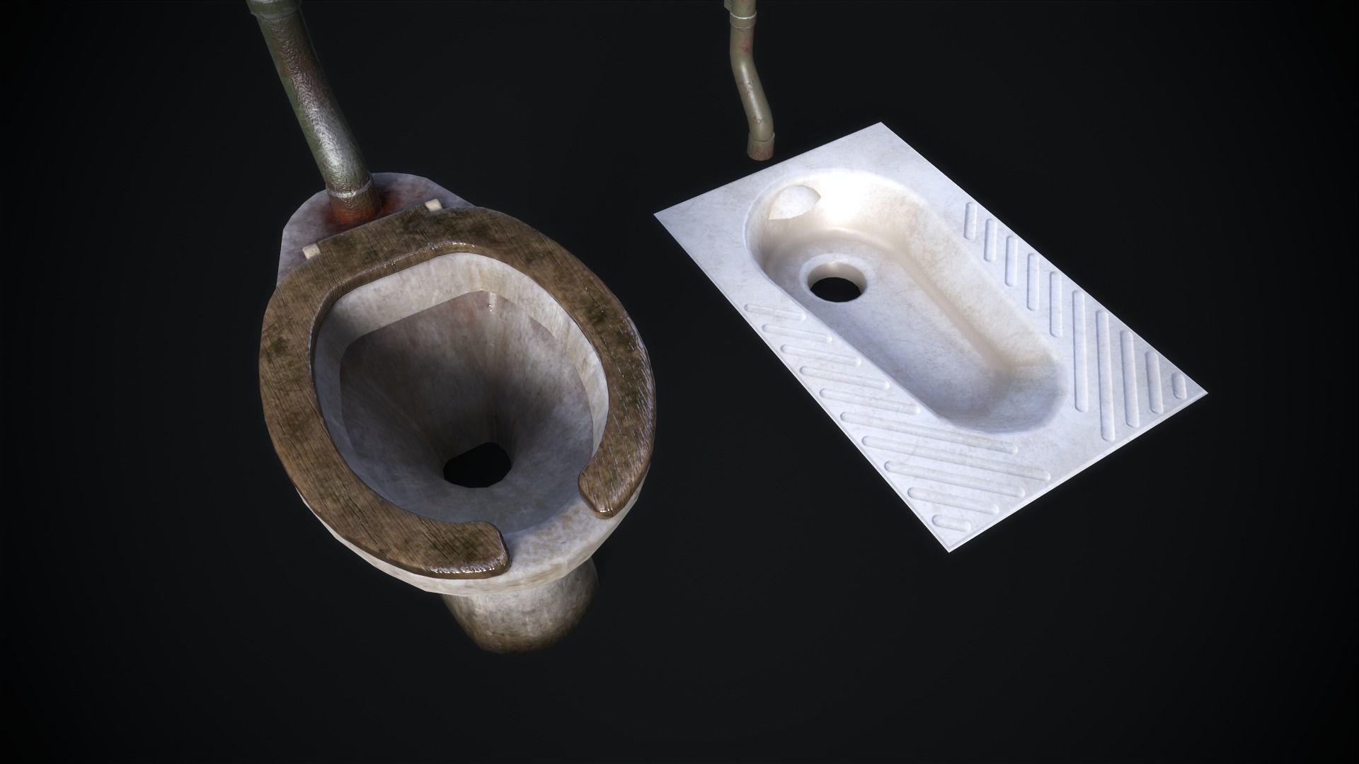 Old Toilet Bowl Low-poly 3D model_4