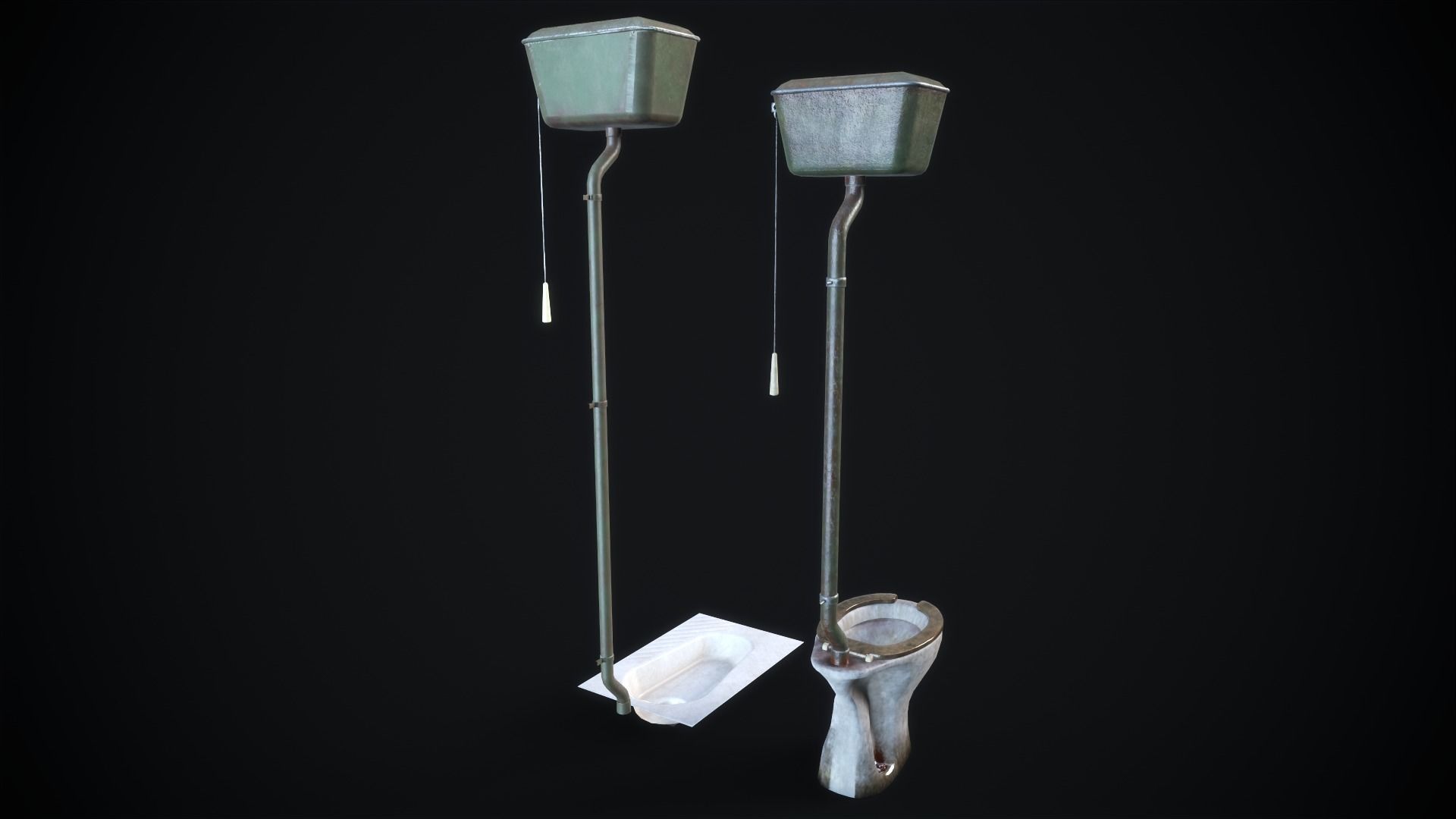 Old Toilet Bowl Low-poly 3D model_2