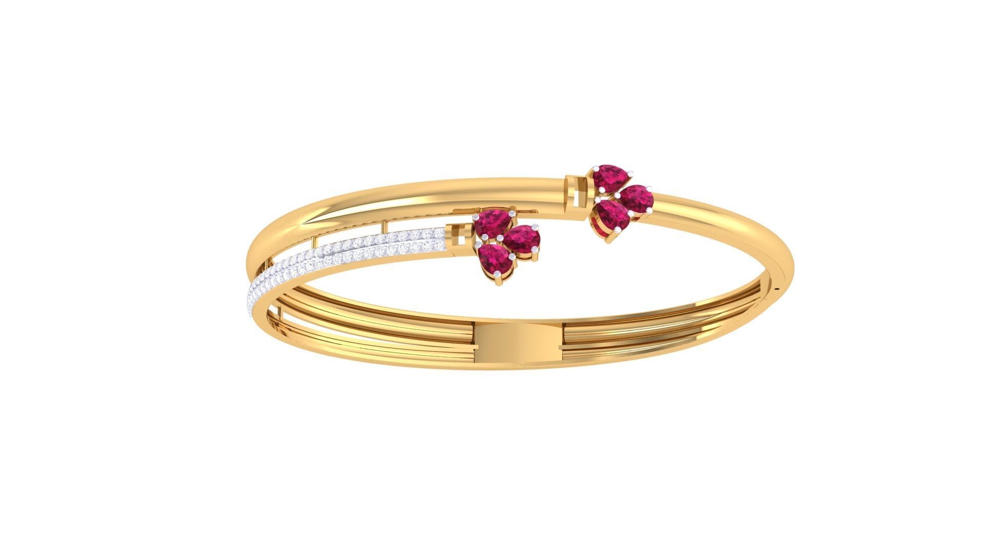 Leaves Solid Diamond Women Bracelets 3dm renders  3D print model_6