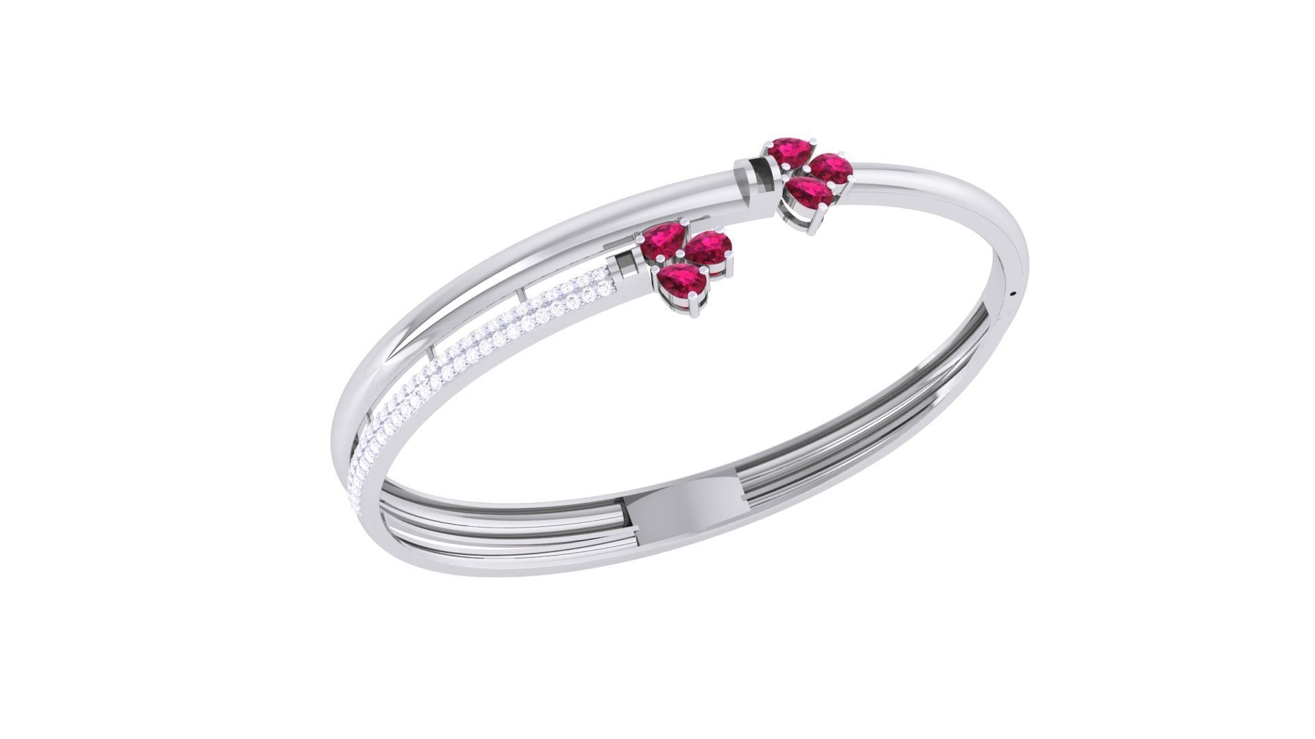 Leaves Solid Diamond Women Bracelets 3dm renders  3D print model_4