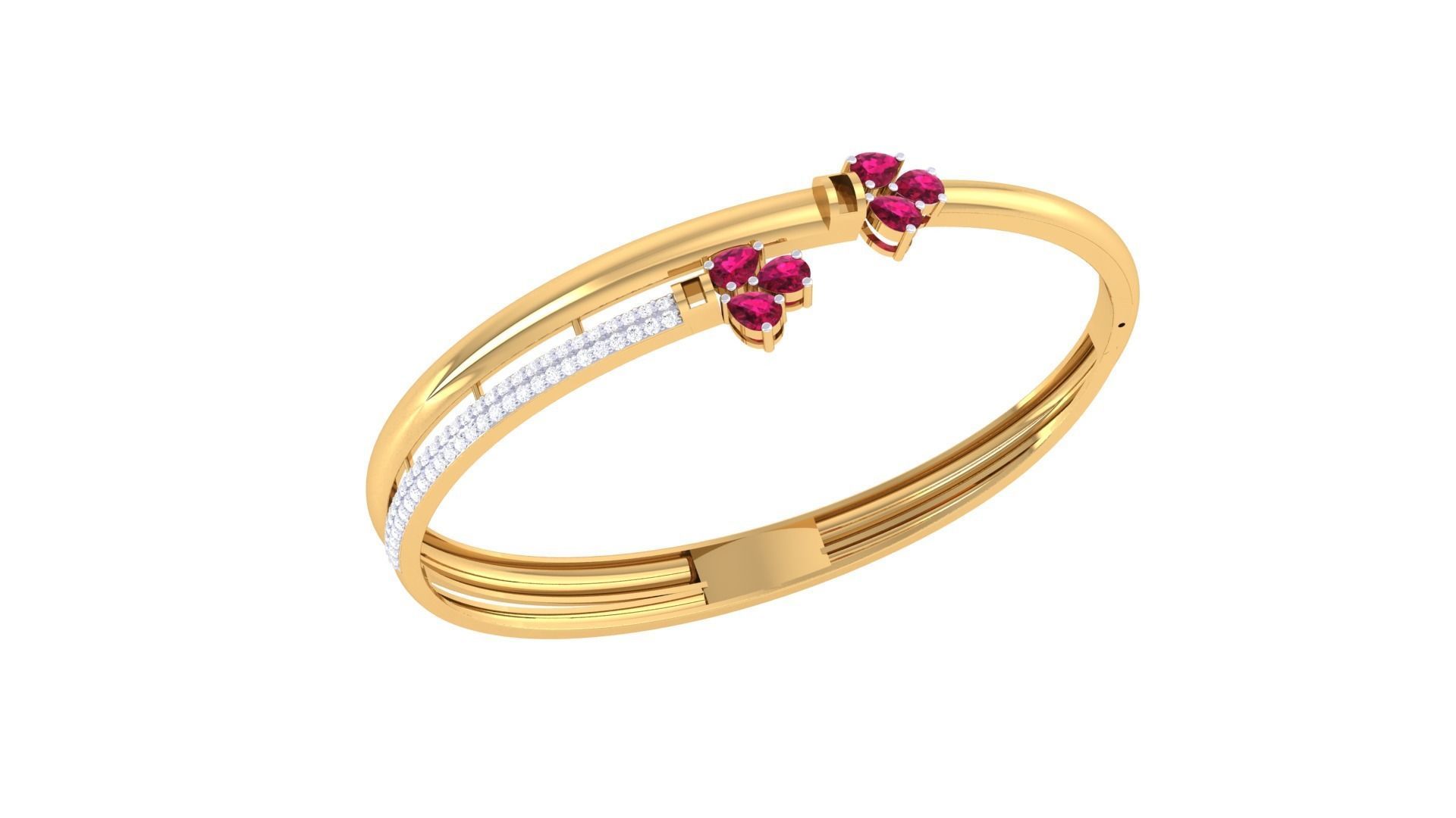 Leaves Solid Diamond Women Bracelets 3dm renders  3D print model_2