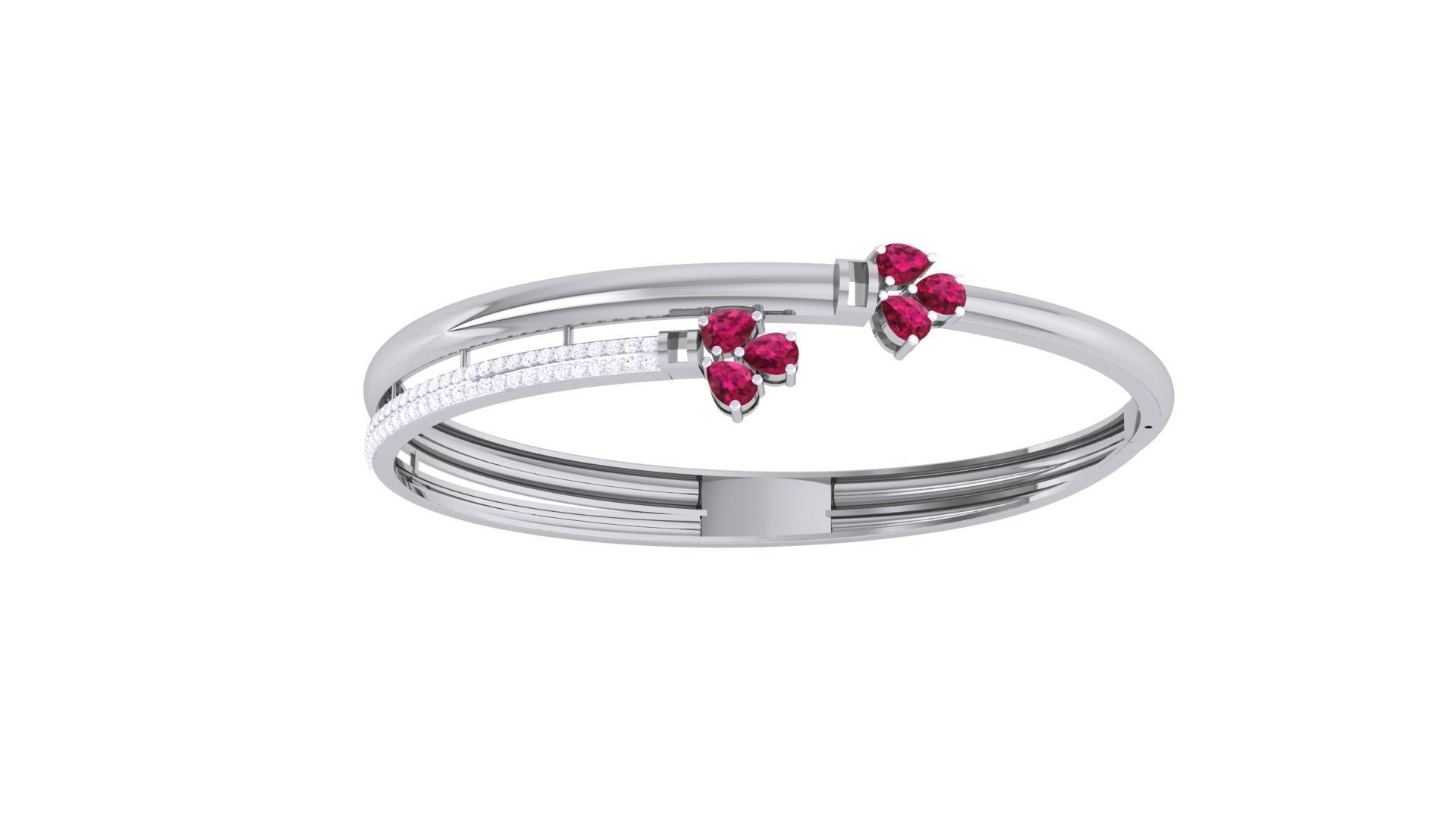 Leaves Solid Diamond Women Bracelets 3dm renders  3D print model_8