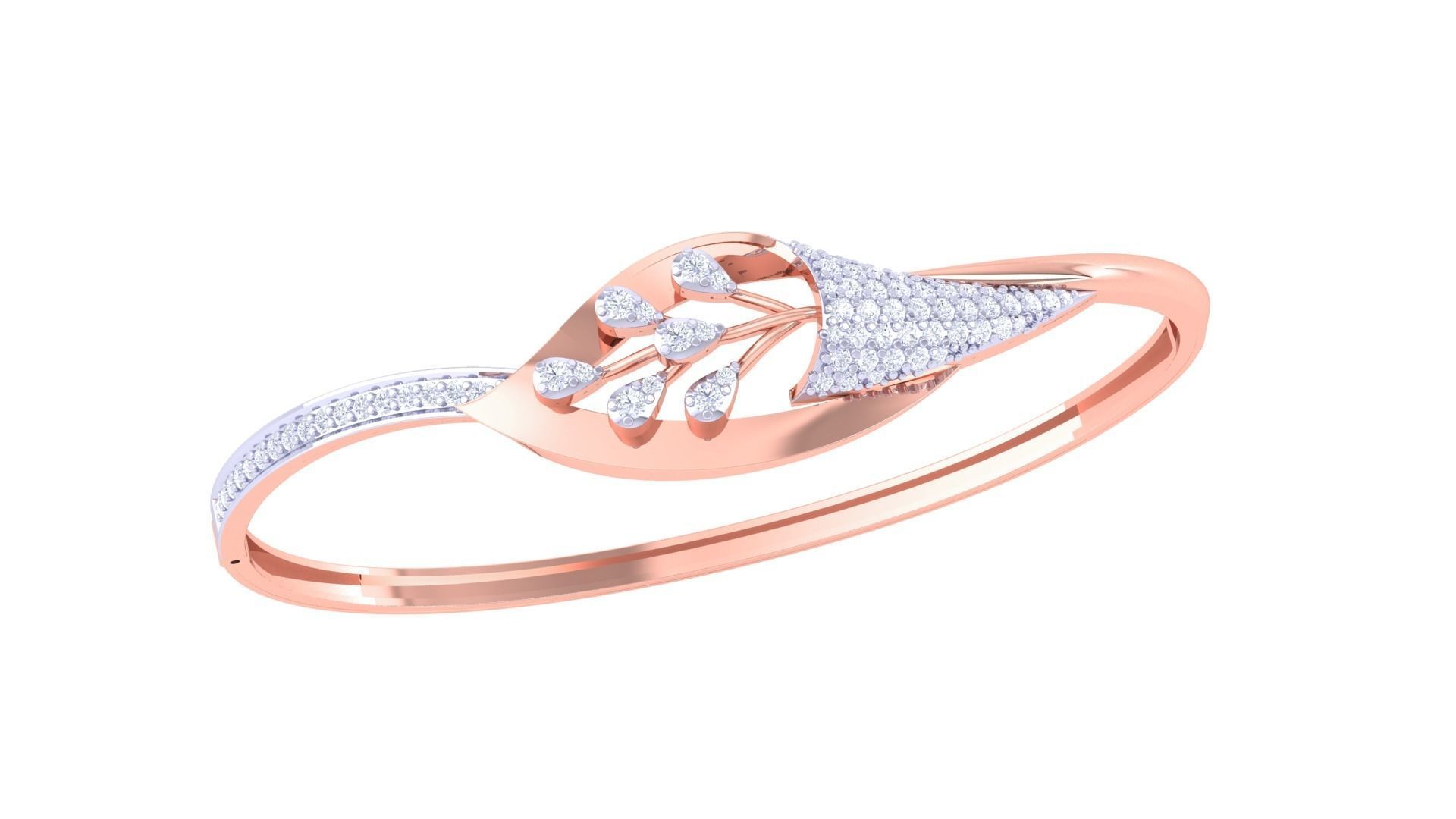 Flower Women Light wt Diamond Bracelet 3dm 3D print model_3