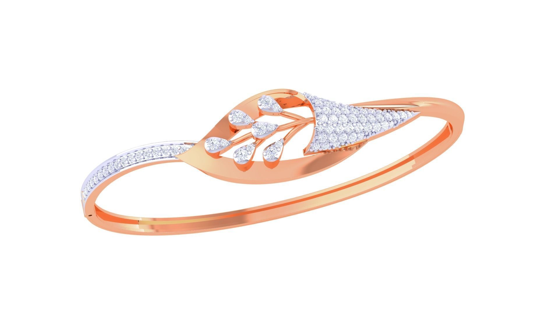 Flower Women Light wt Diamond Bracelet 3dm 3D print model_5