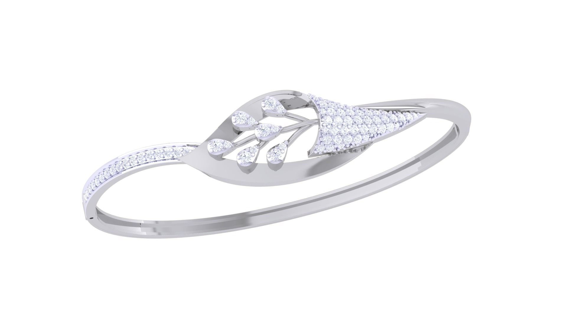 Flower Women Light wt Diamond Bracelet 3dm 3D print model_4