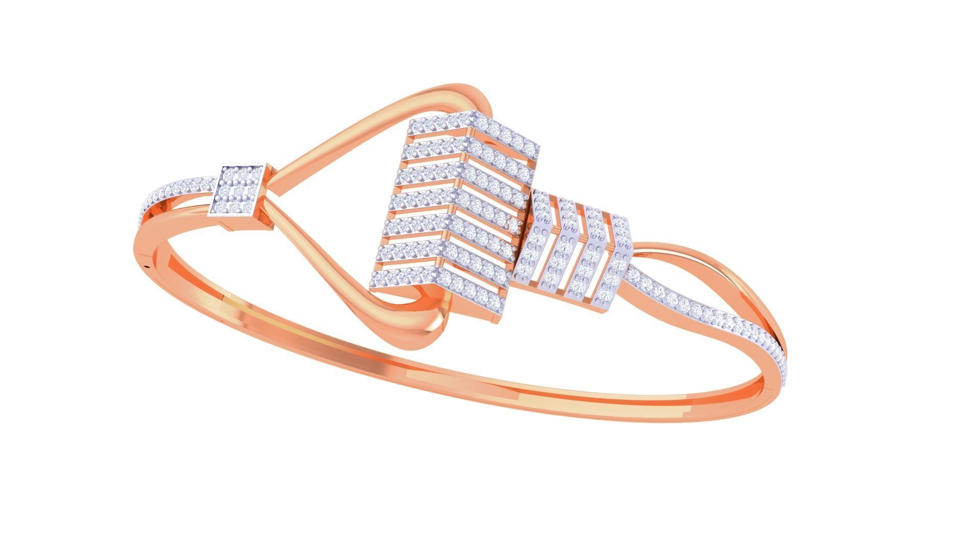 Lock Solid Diamond Women Bracelets 3dm renders  3D print model_5