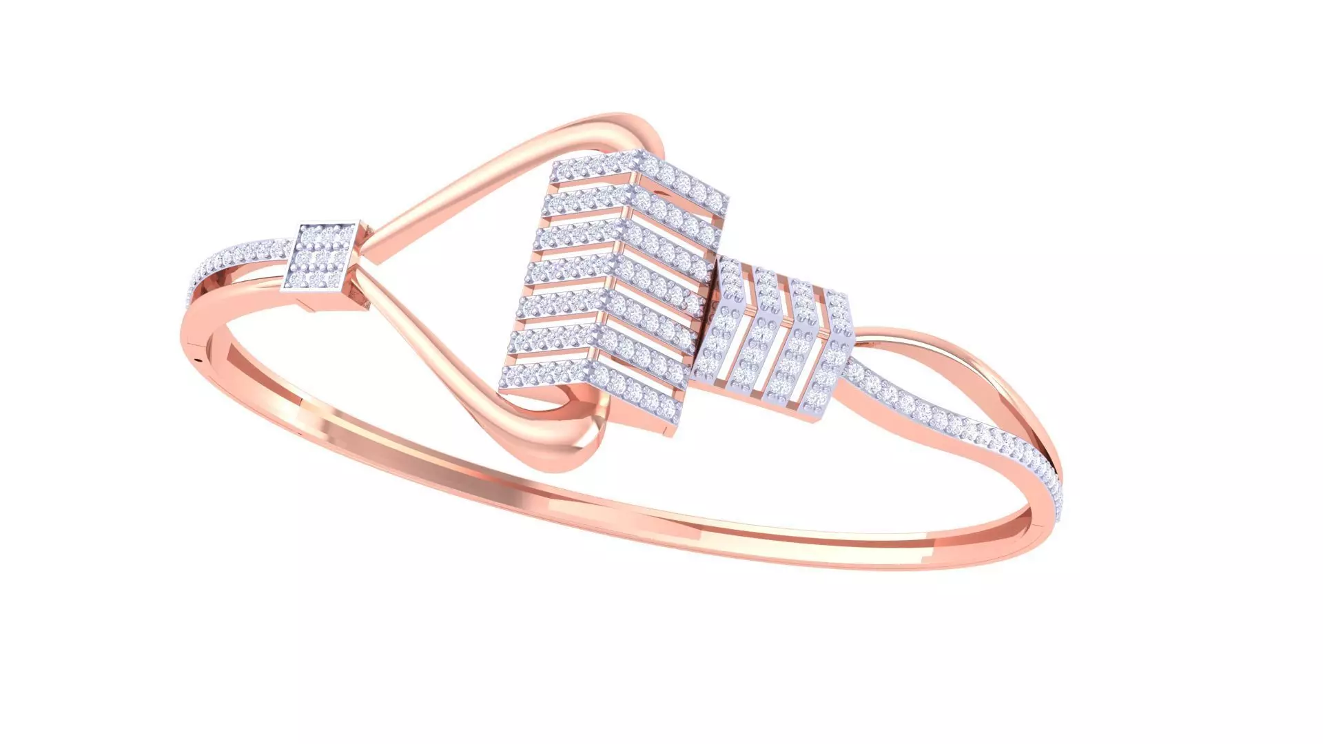 Lock Solid Diamond Women Bracelets 3dm renders  3D print model_0