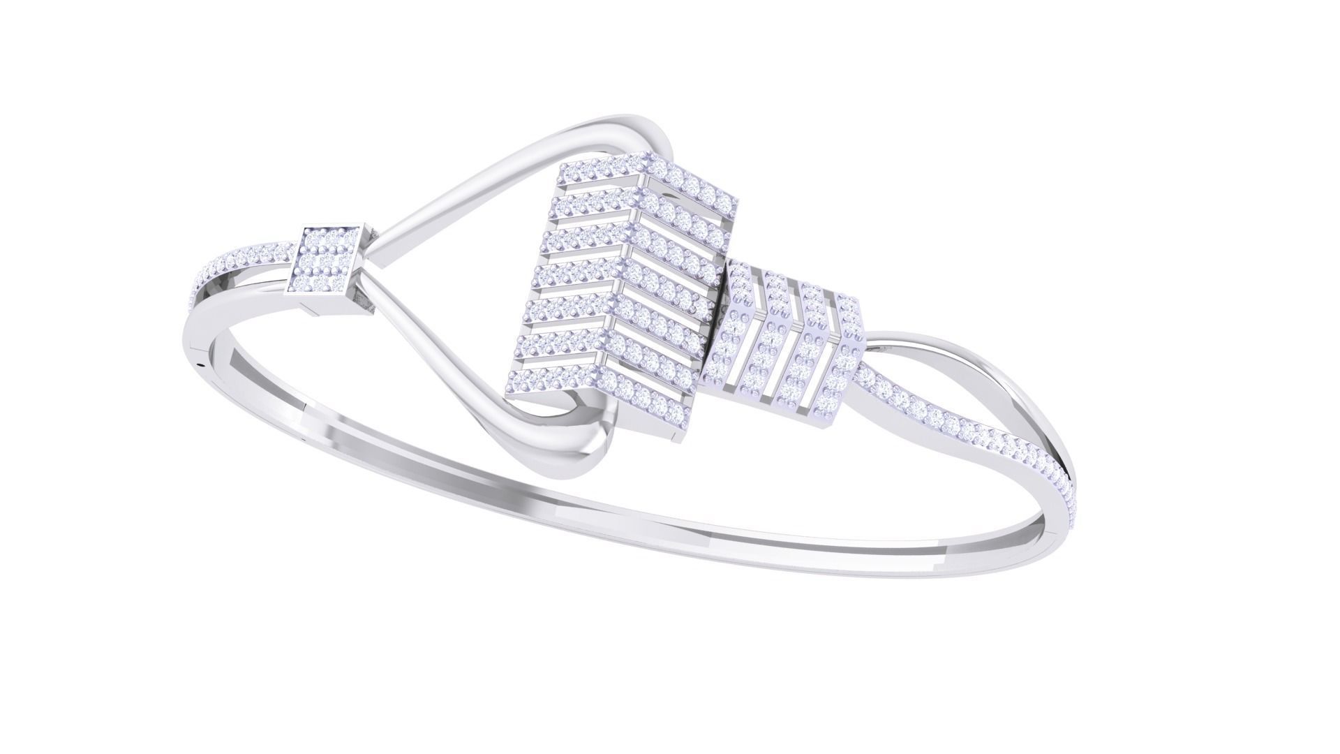 Lock Solid Diamond Women Bracelets 3dm renders  3D print model_1