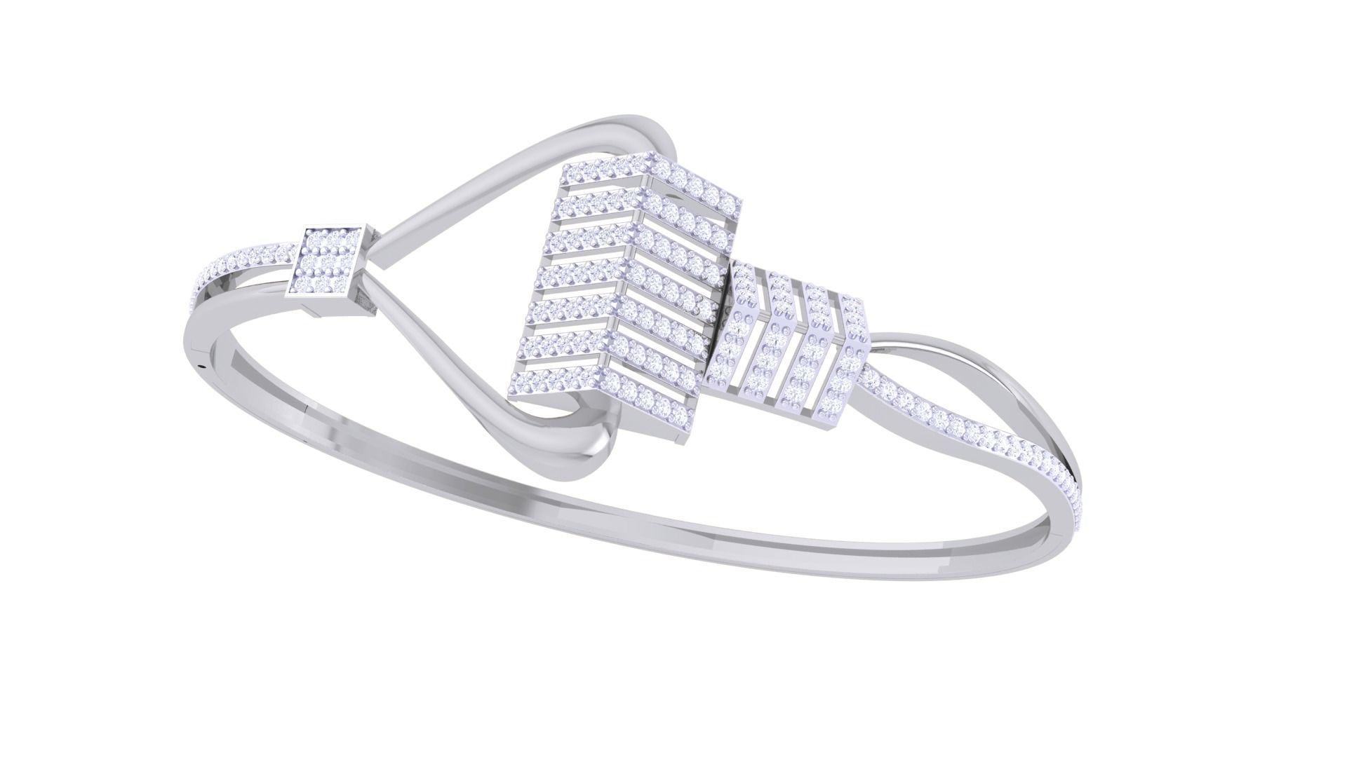 Lock Solid Diamond Women Bracelets 3dm renders  3D print model_4