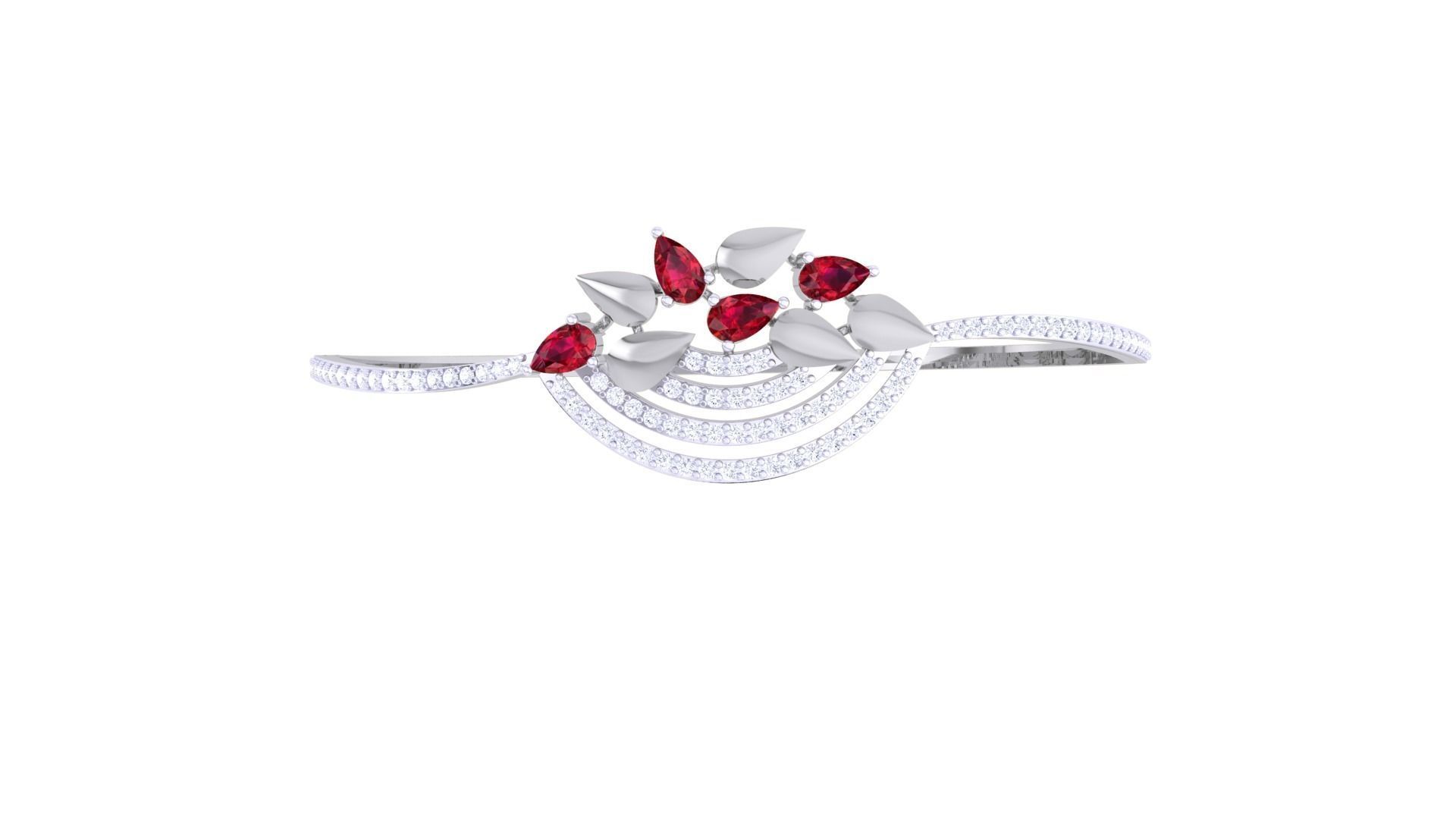 Ruby Flower Women Light wt Diamond Bracelet 3dm renders 3D print model_7