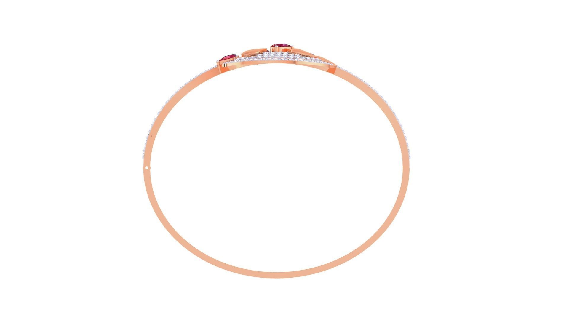 Ruby Flower Women Light wt Diamond Bracelet 3dm renders 3D print model_11