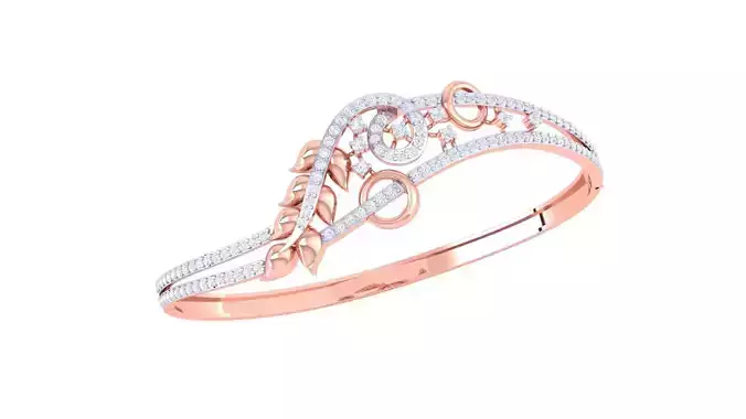 Leaf Solid Diamond Women Bracelets 3dm renders  3D print model
