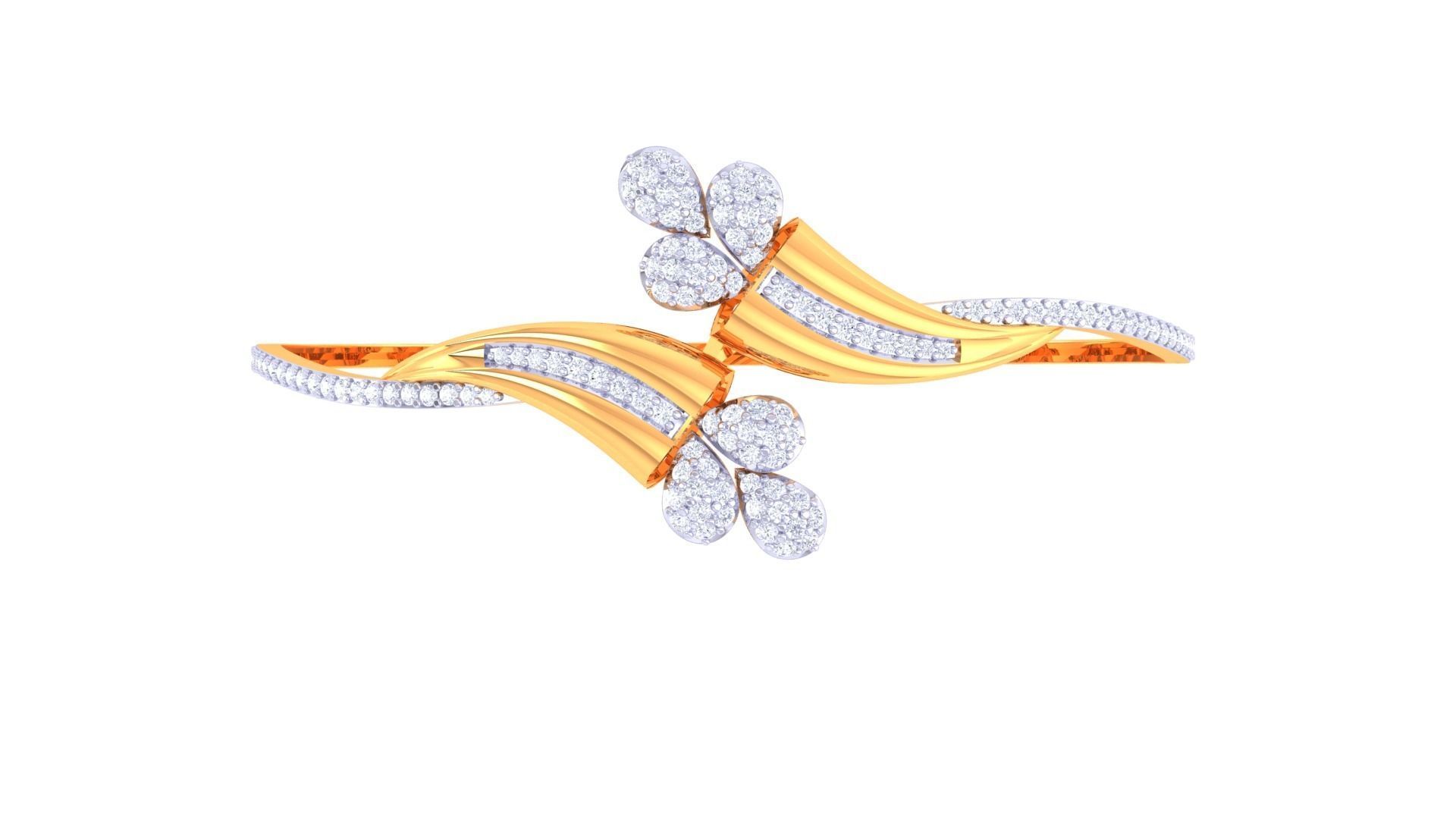 Flower Women Light wt Diamond Bracelet 3dm renders 3D print model_6