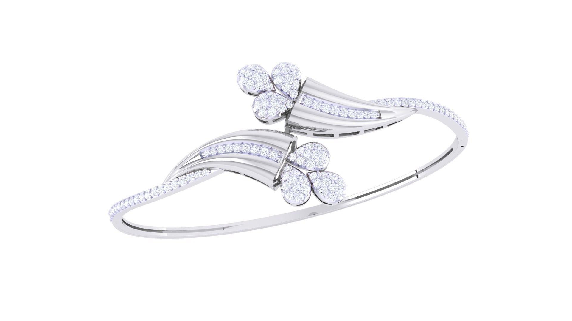 Flower Women Light wt Diamond Bracelet 3dm renders 3D print model_1