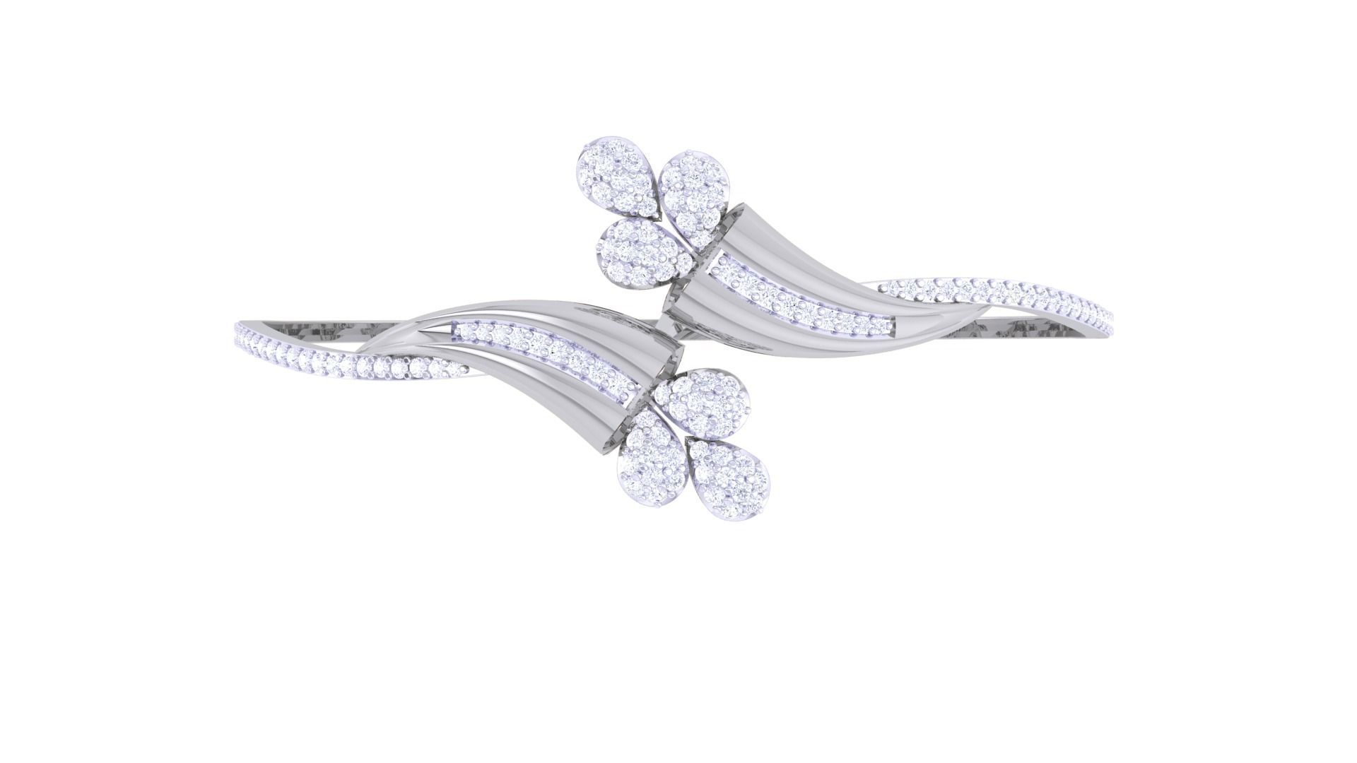 Flower Women Light wt Diamond Bracelet 3dm renders 3D print model_7