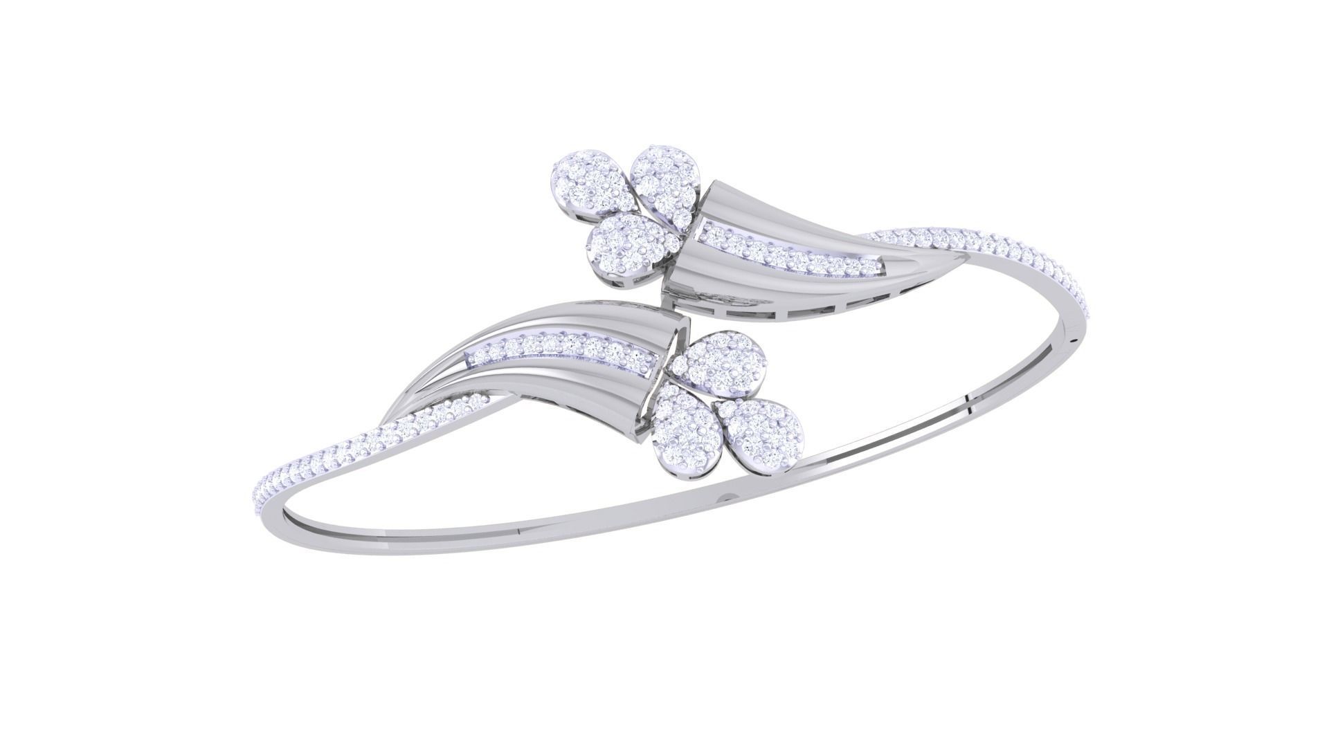 Flower Women Light wt Diamond Bracelet 3dm renders 3D print model_4