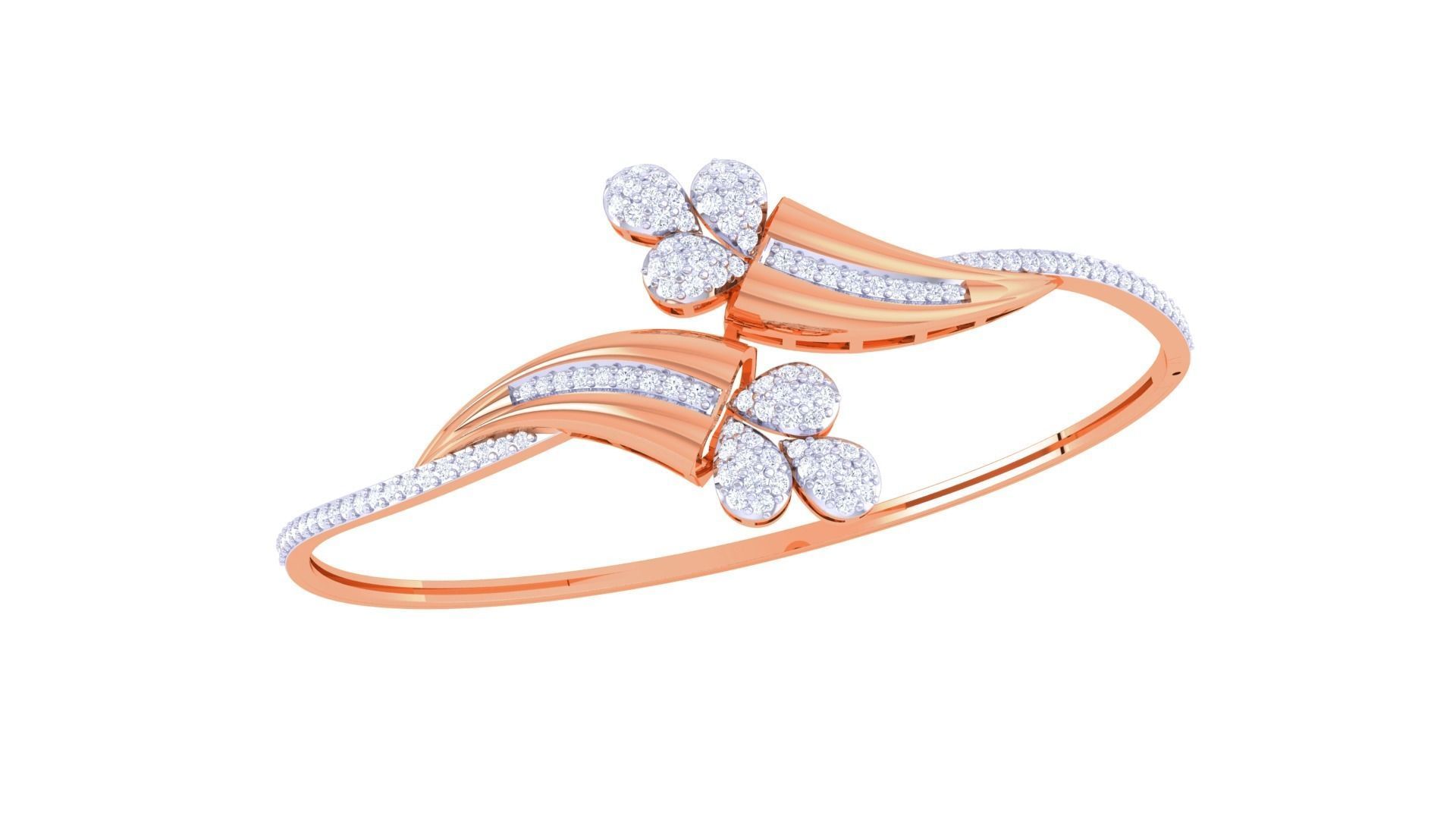 Flower Women Light wt Diamond Bracelet 3dm renders 3D print model_5