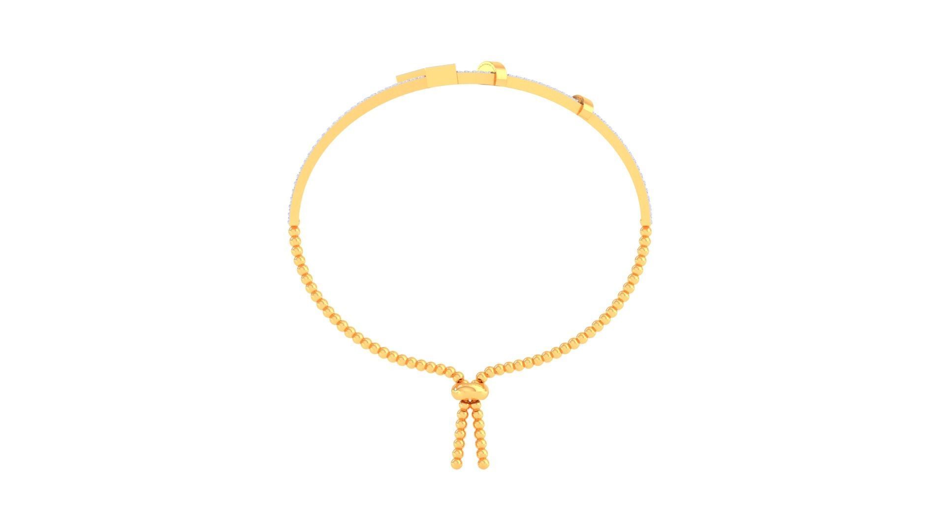 Thin Wire Women Light wt Diamond Bracelet 3dm renders 3D print model_9