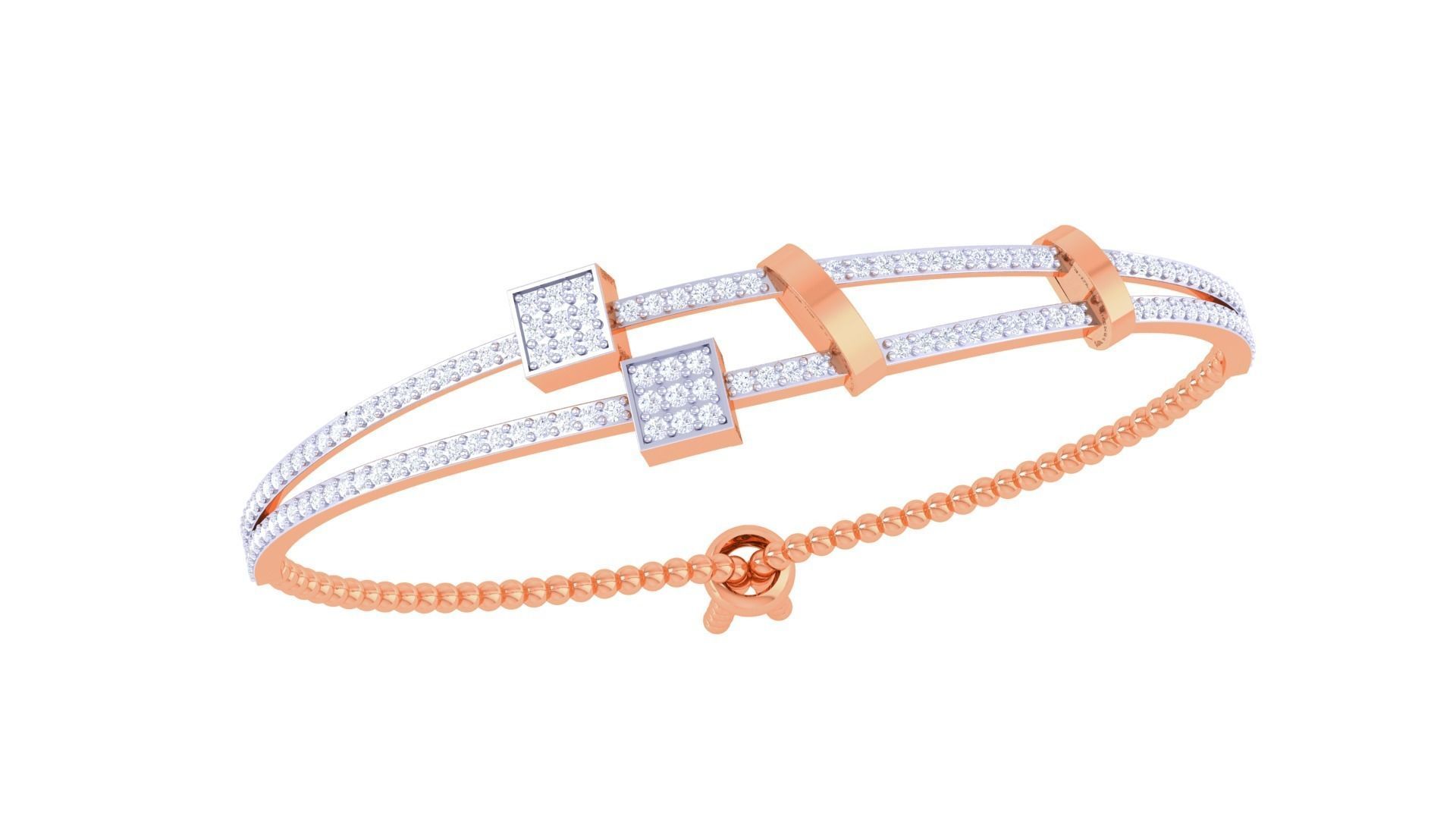 Thin Wire Women Light wt Diamond Bracelet 3dm renders 3D print model_5