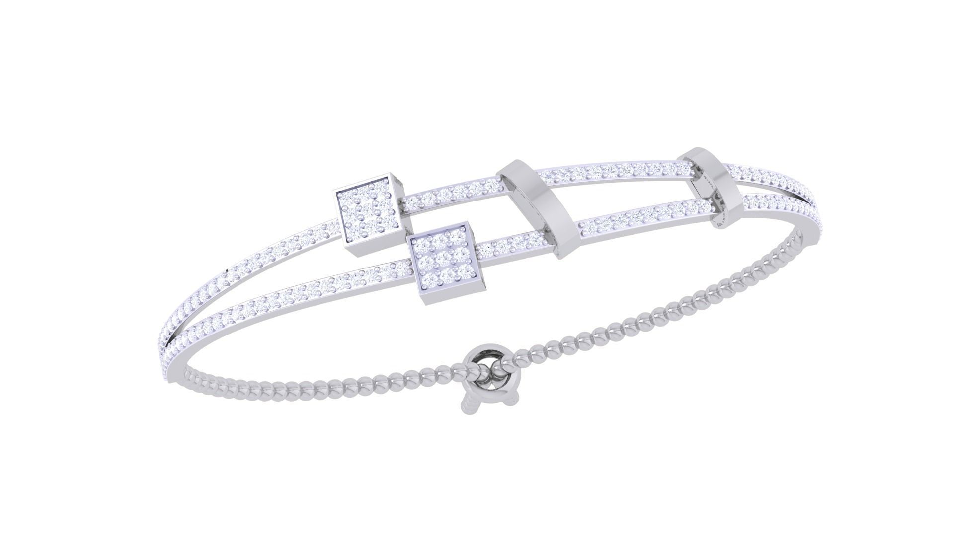 Thin Wire Women Light wt Diamond Bracelet 3dm renders 3D print model_4