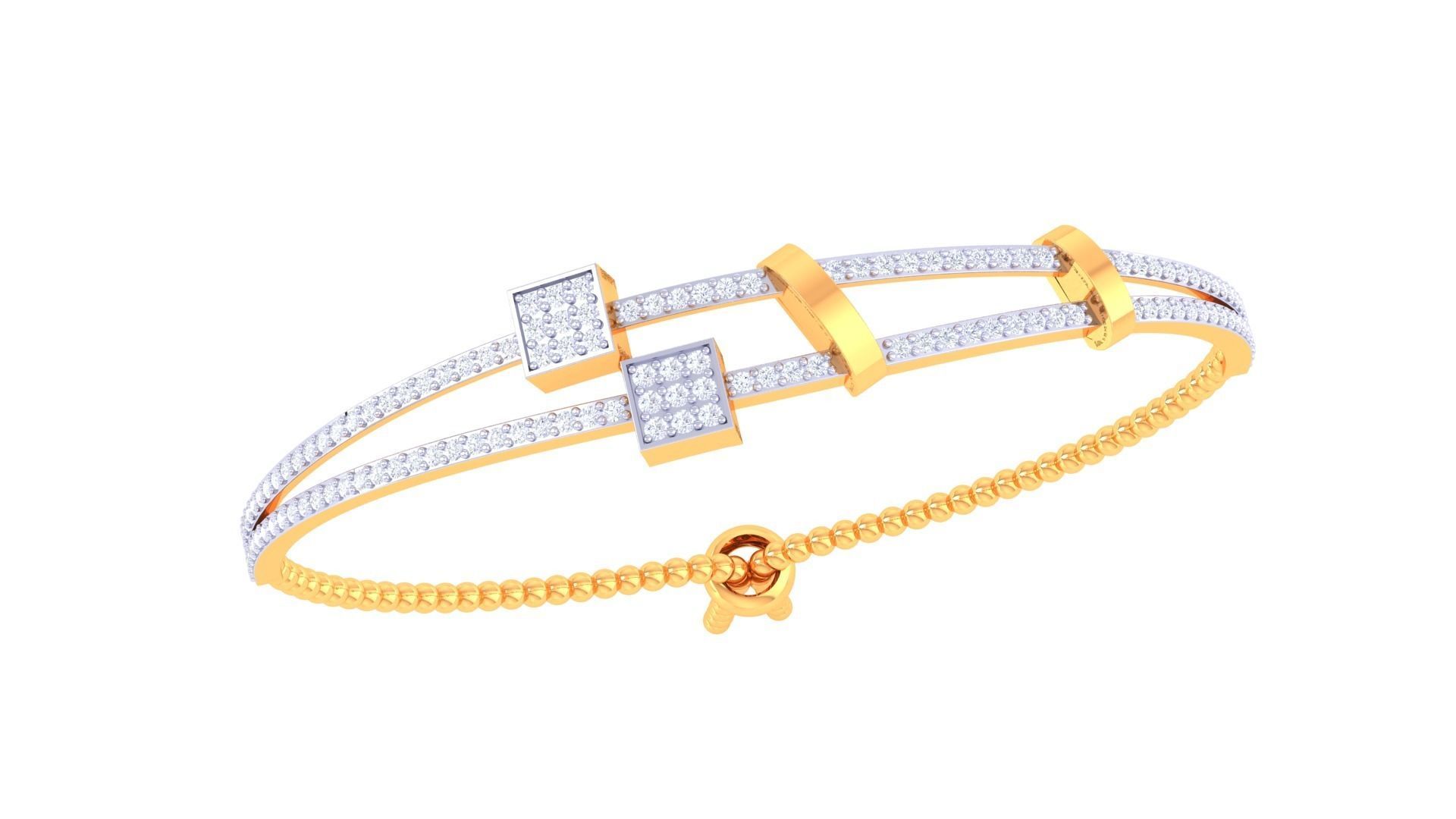 Thin Wire Women Light wt Diamond Bracelet 3dm renders 3D print model_2