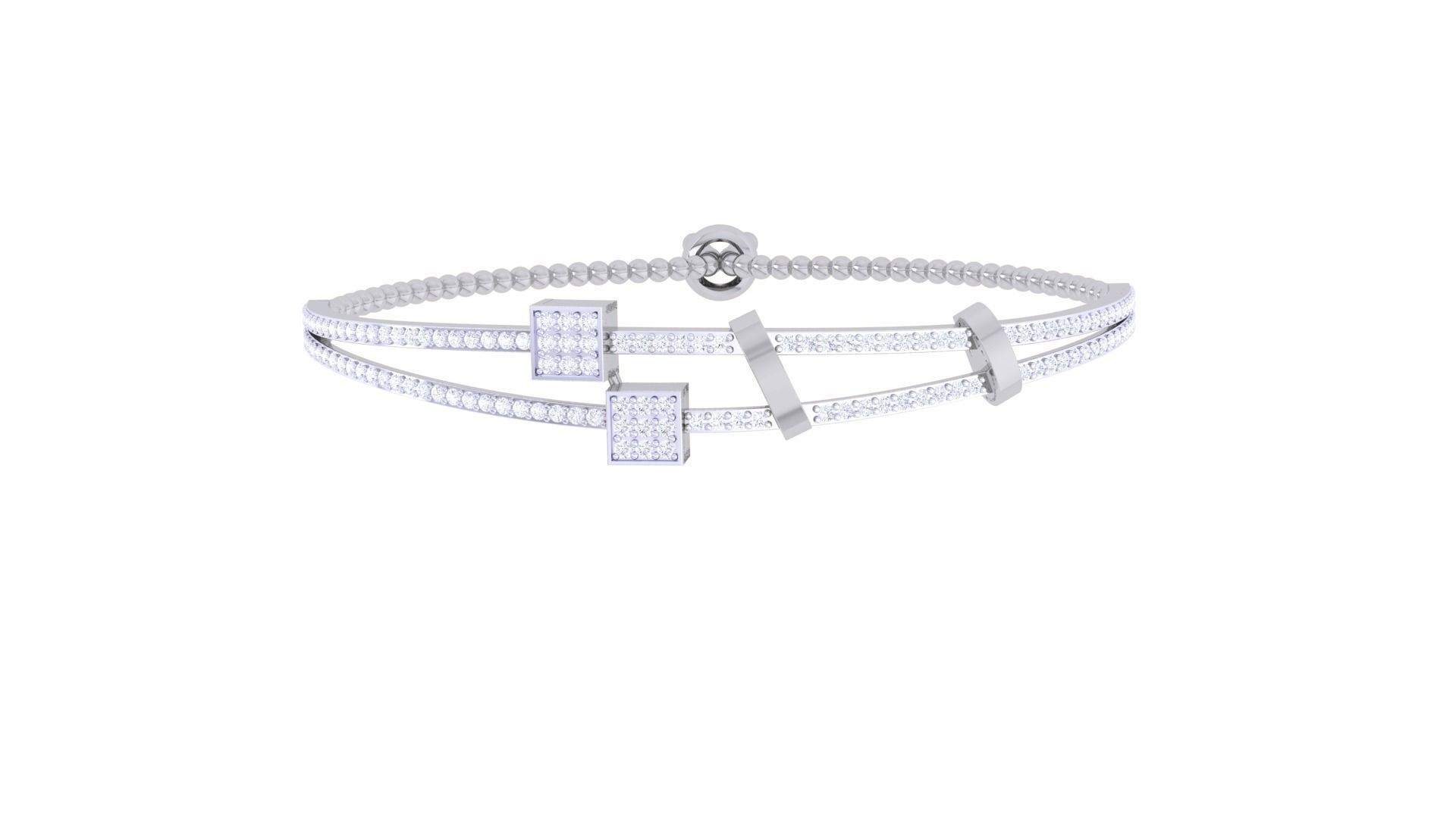 Thin Wire Women Light wt Diamond Bracelet 3dm renders 3D print model_7