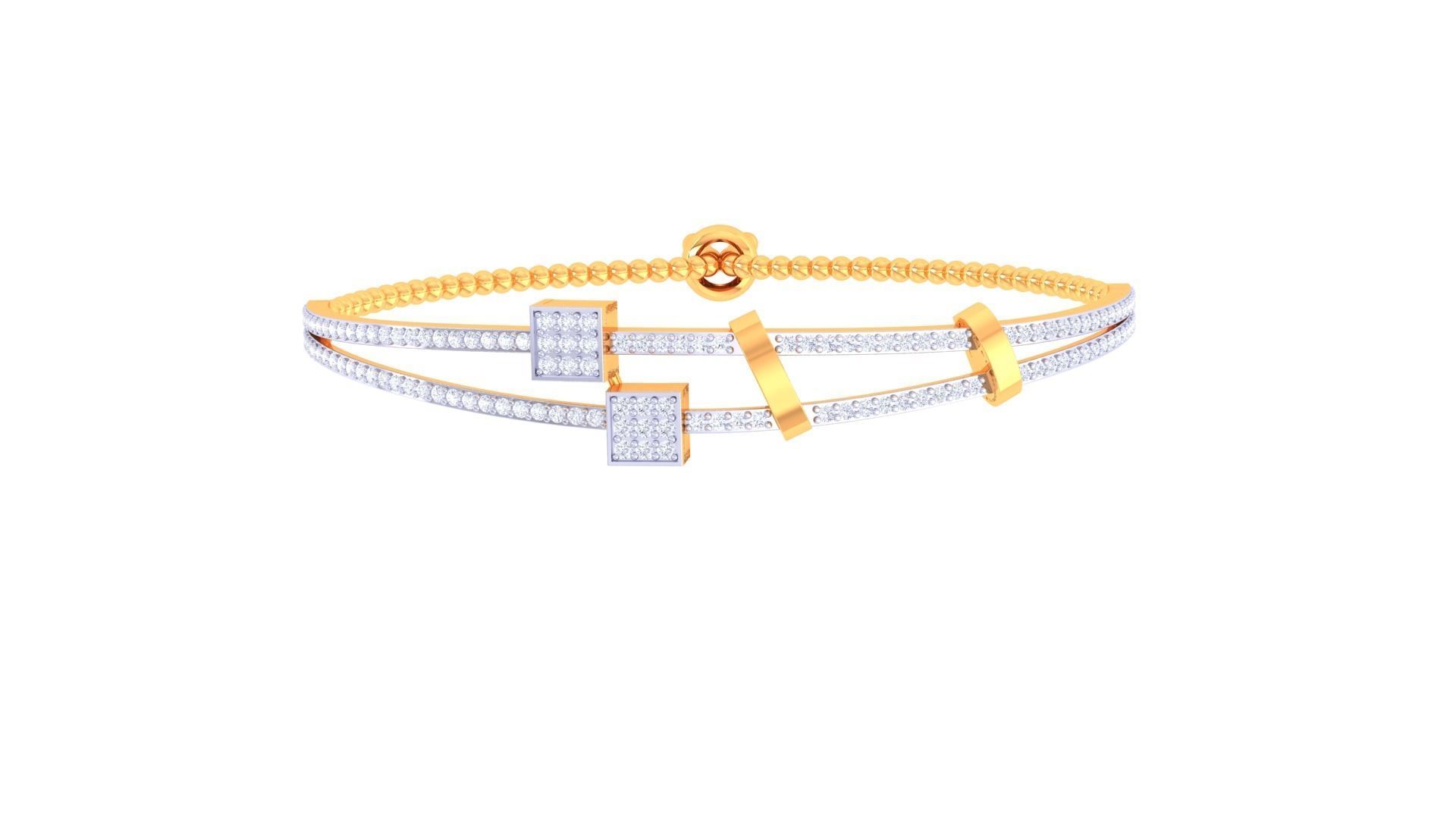 Thin Wire Women Light wt Diamond Bracelet 3dm renders 3D print model_6