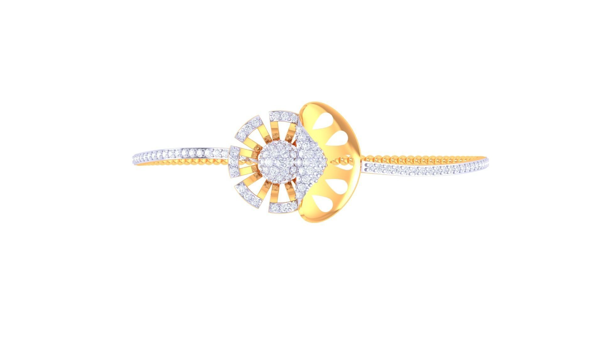 Flower Women Light wt Diamond Bracelet 3dm renders 3D print model_6