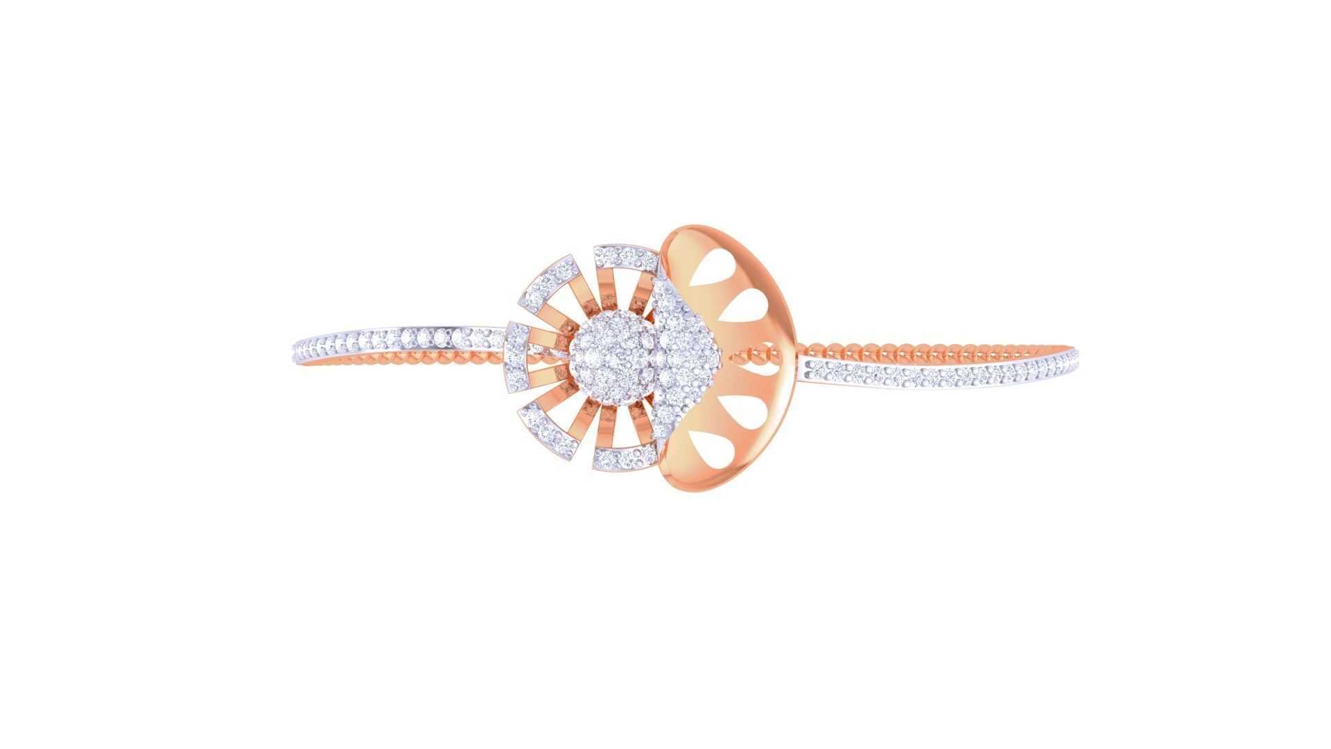 Flower Women Light wt Diamond Bracelet 3dm renders 3D print model_8