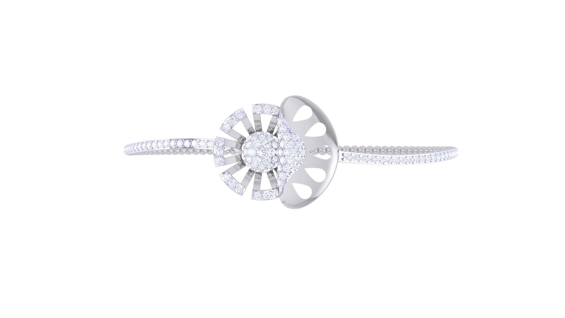 Flower Women Light wt Diamond Bracelet 3dm renders 3D print model_7