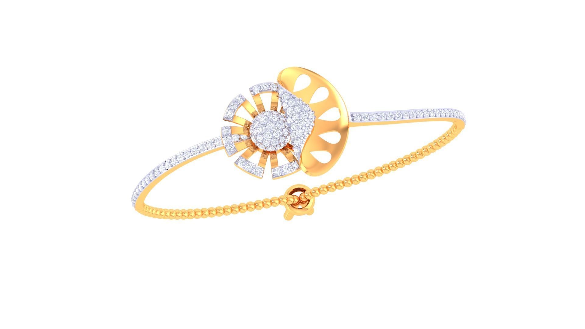 Flower Women Light wt Diamond Bracelet 3dm renders 3D print model_2