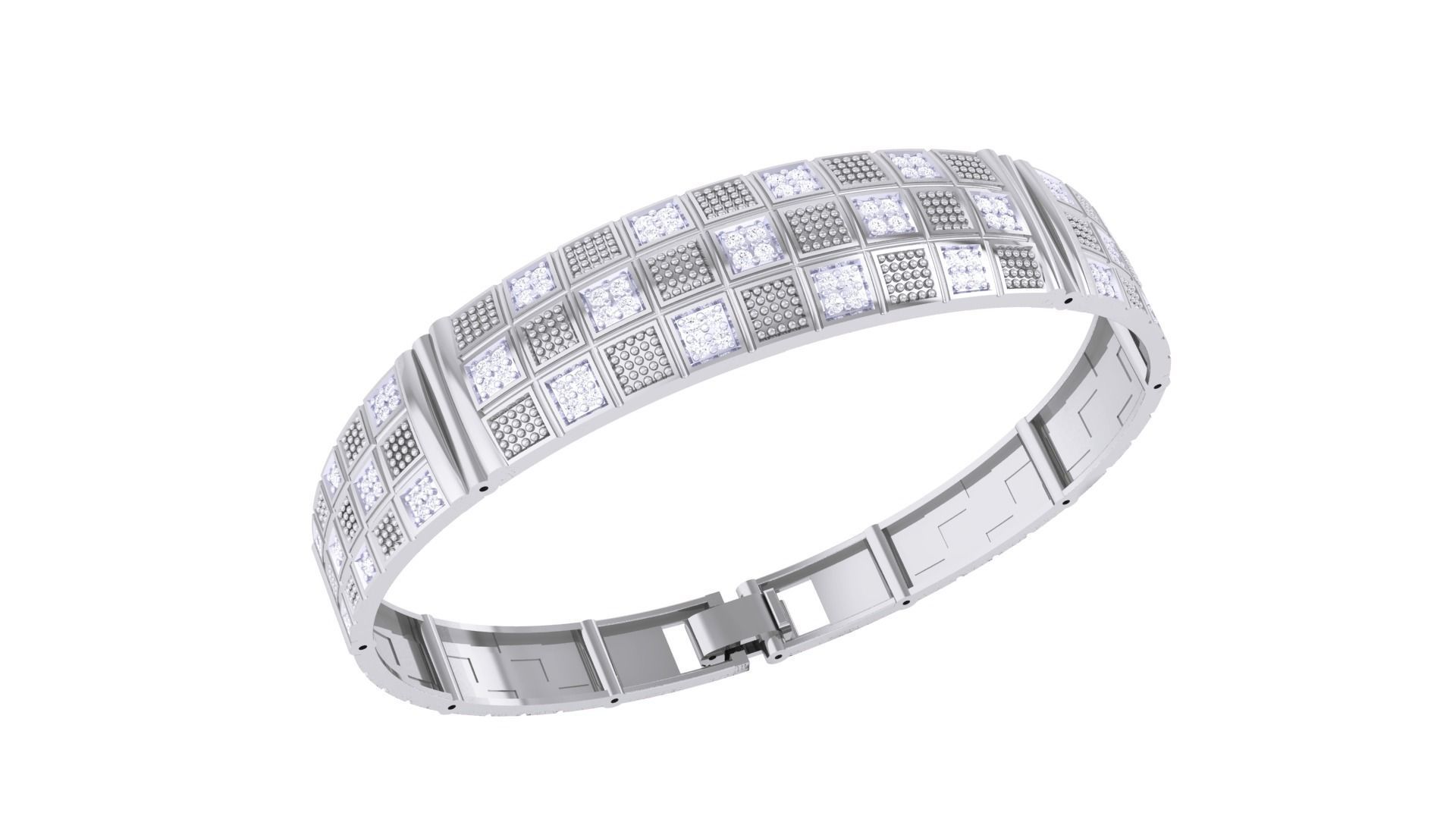 Solid Diamond Women Bracelets 3dm renders  3D print model_1