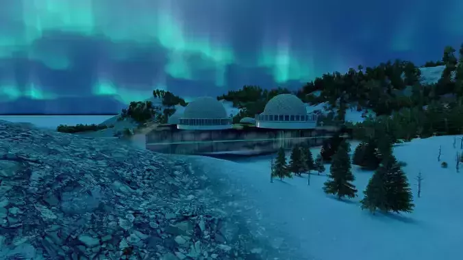 ICE WATER CITY FURISTIC MODEL Low-poly 3D model