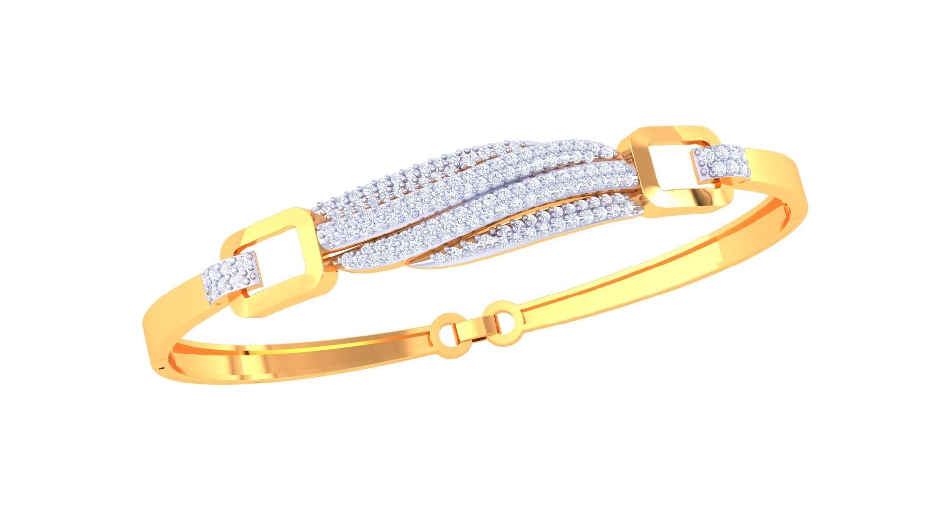 Ribbon Solid Diamond Women Bracelets 3dm renders  3D print model_2