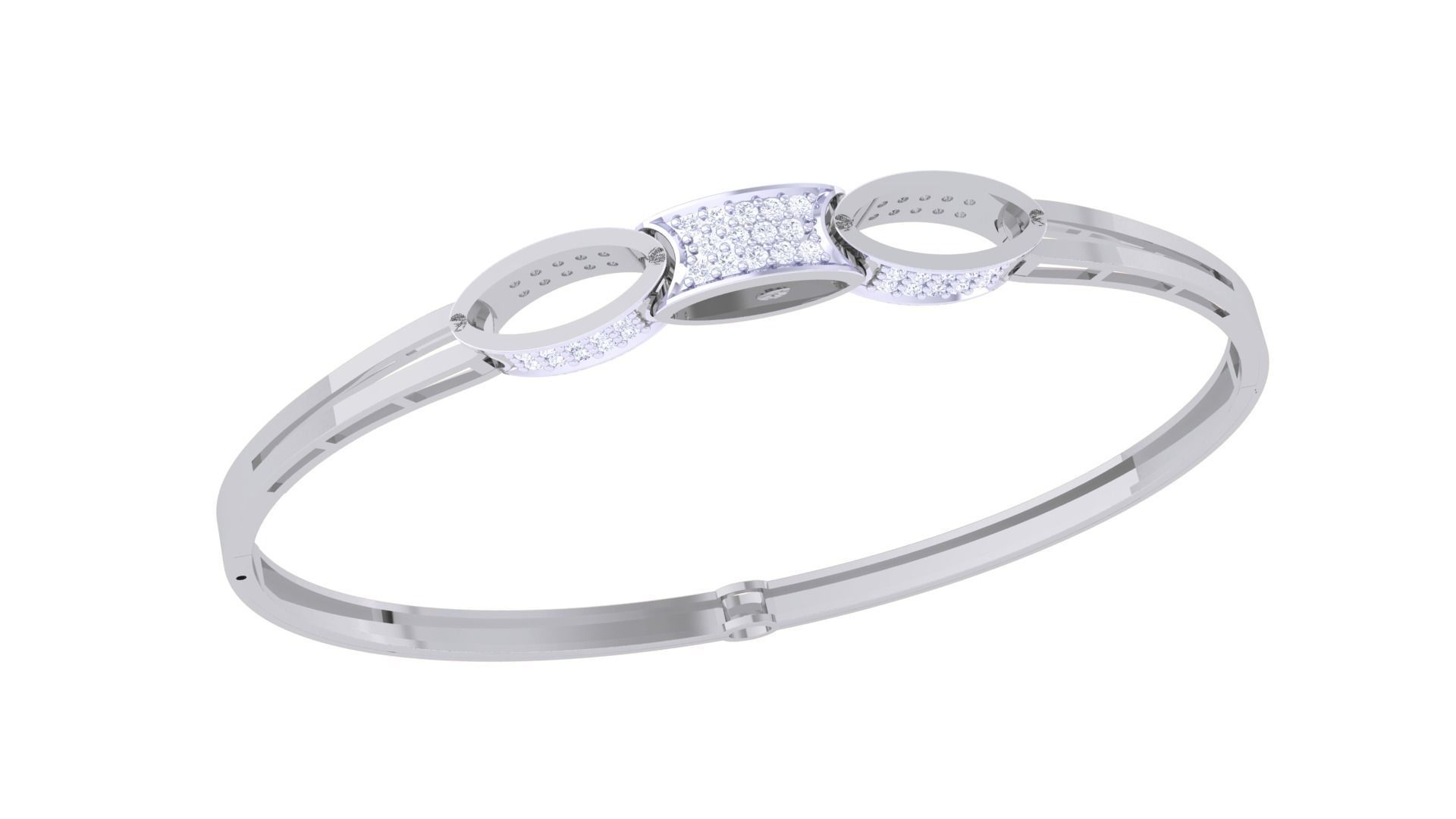 Lock Women Light wt Diamond Bracelet 3dm renders 3D print model_4