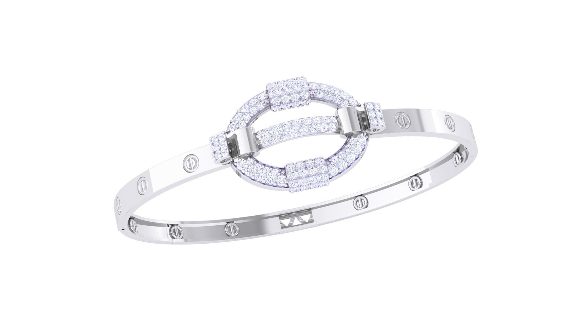 Screw Head Solid Diamond Women Bracelets 3dm renders  3D print model_1