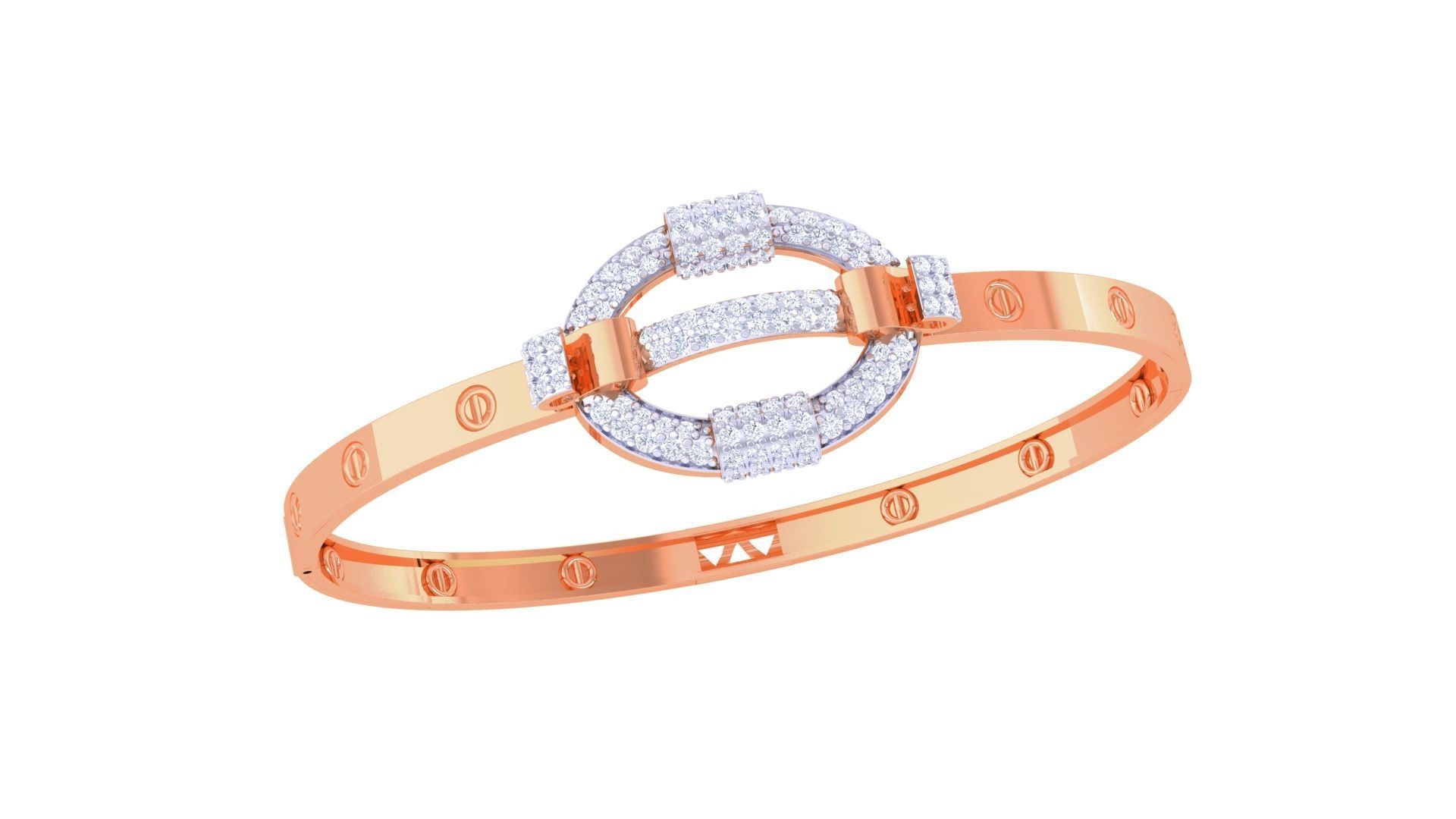 Screw Head Solid Diamond Women Bracelets 3dm renders  3D print model_5