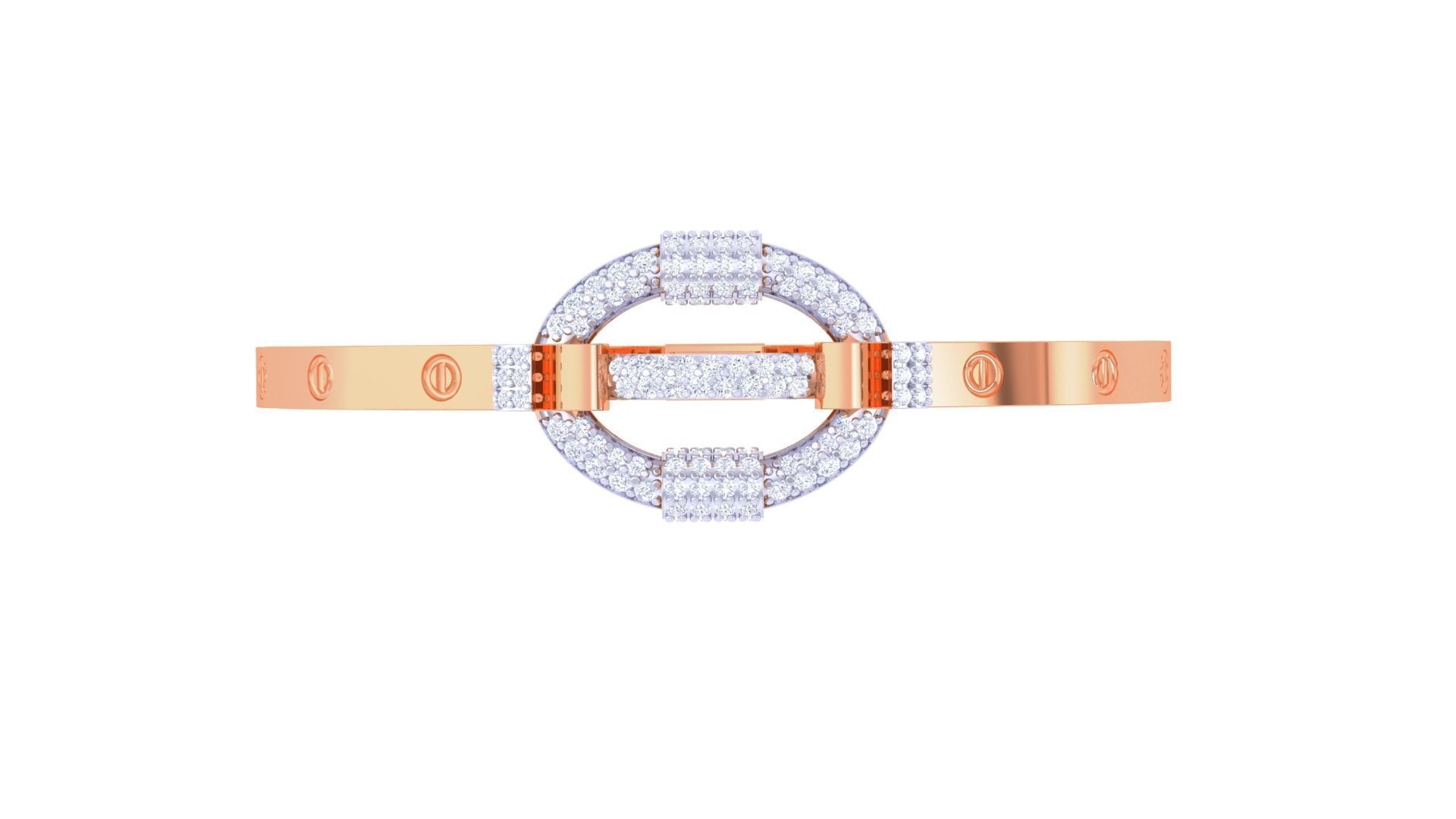 Screw Head Solid Diamond Women Bracelets 3dm renders  3D print model_8