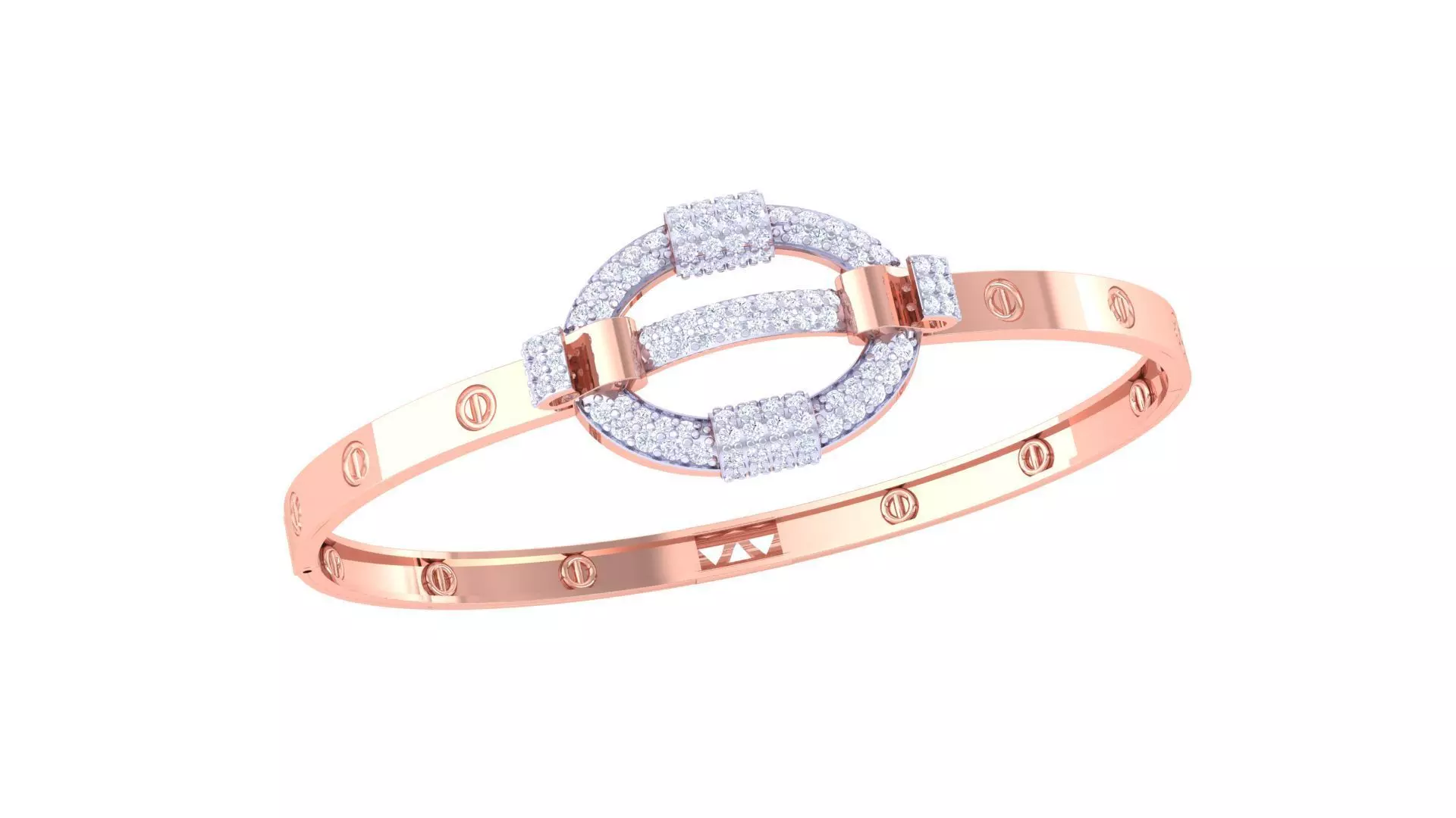 Screw Head Solid Diamond Women Bracelets 3dm renders  3D print model_0